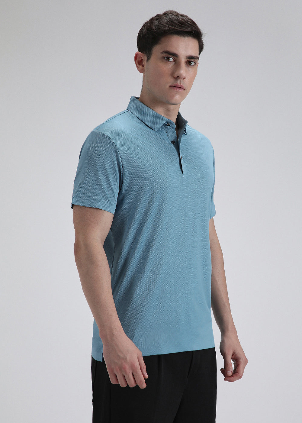 Patterned Blue Plain Stitchless Polo T-shirt