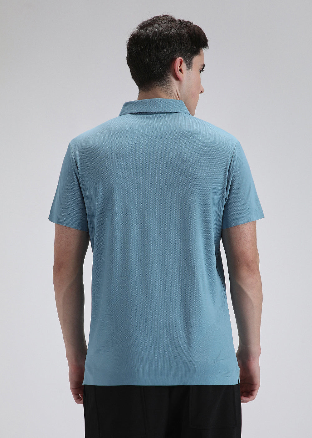 Patterned Blue Plain Stitchless Polo T-shirt