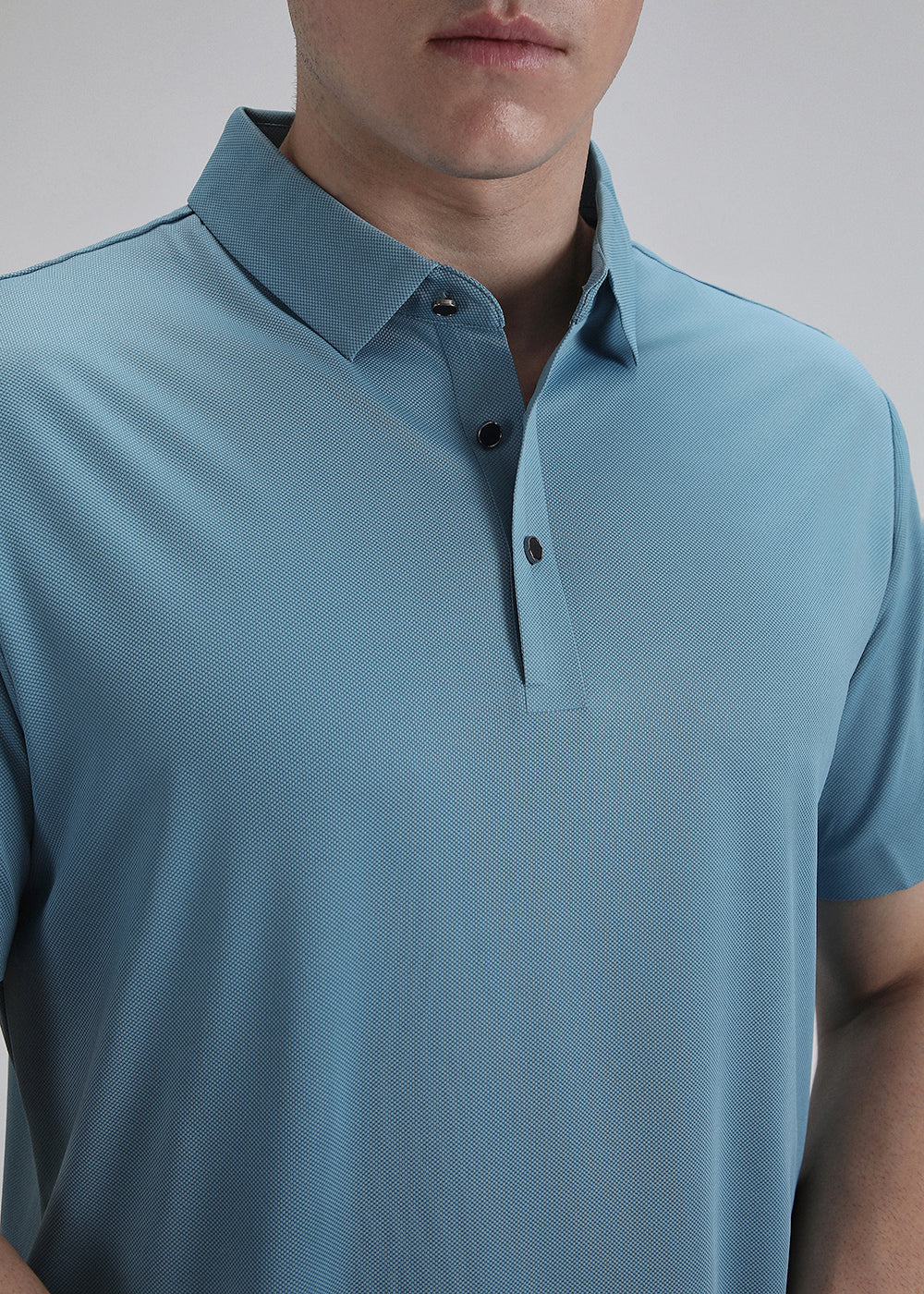 Patterned Blue Plain Stitchless Polo T-shirt