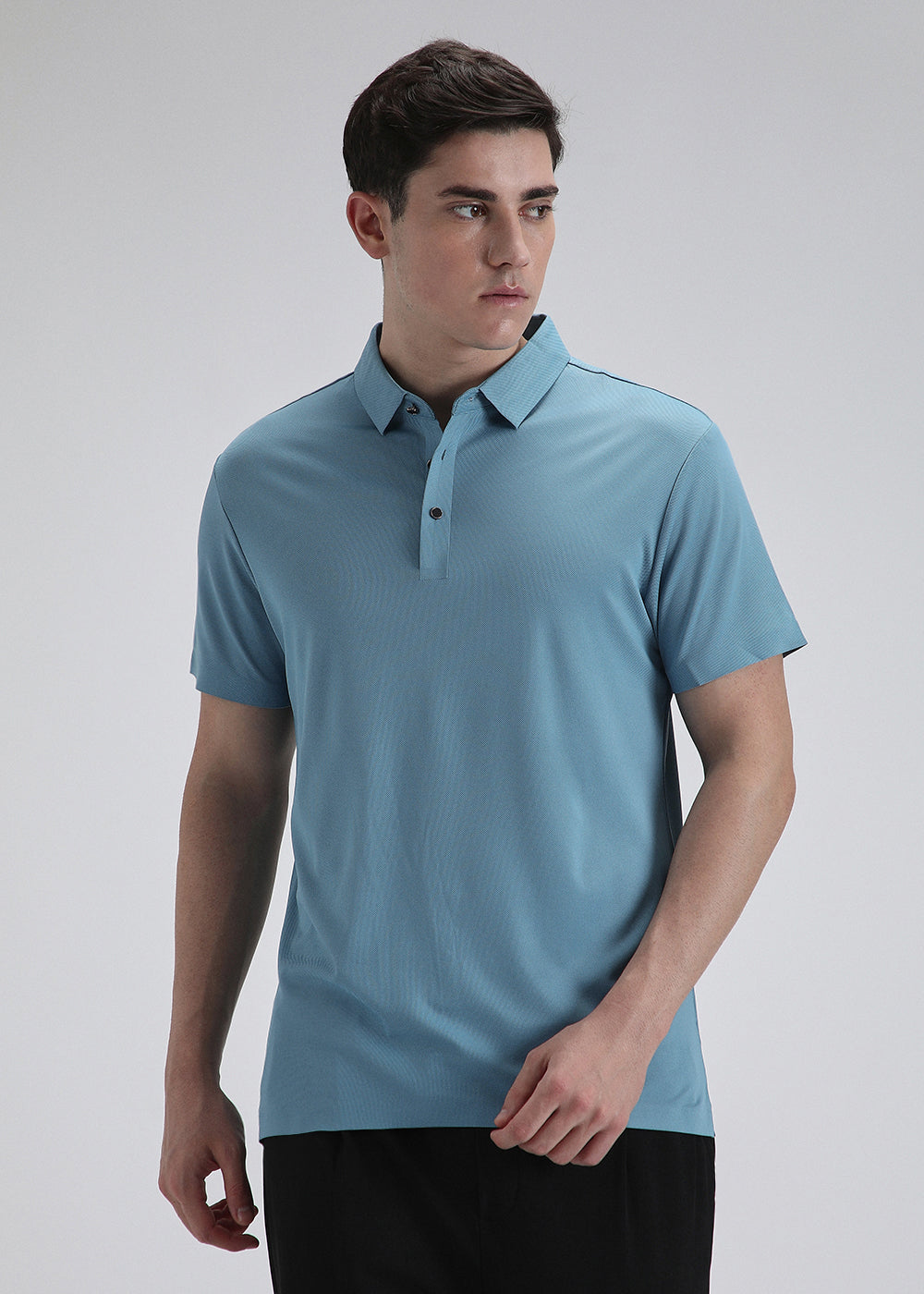 Patterned Blue Plain Stitchless Polo T-shirt
