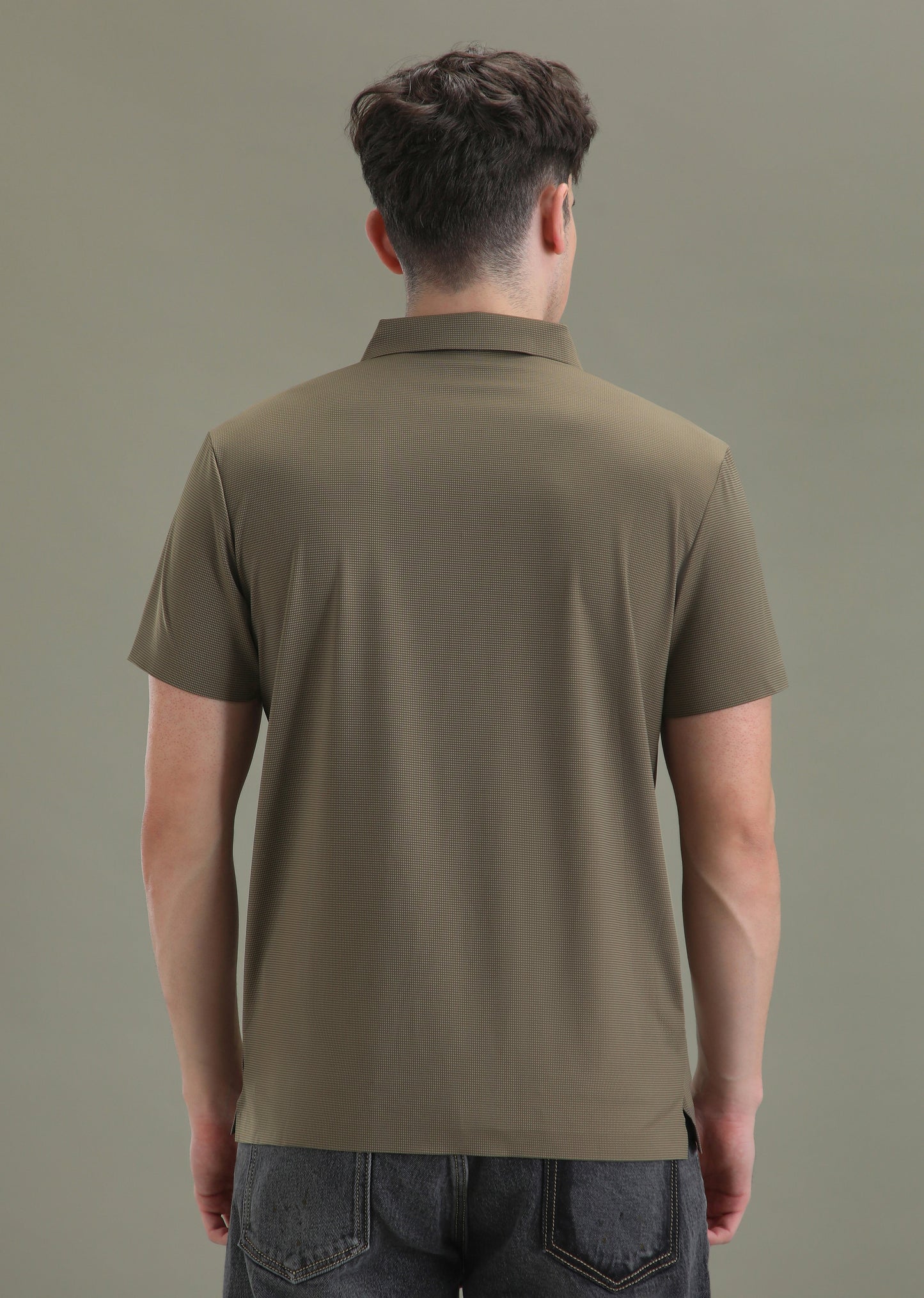 Patterned Brown Plain Stitchless Polo T-shirt