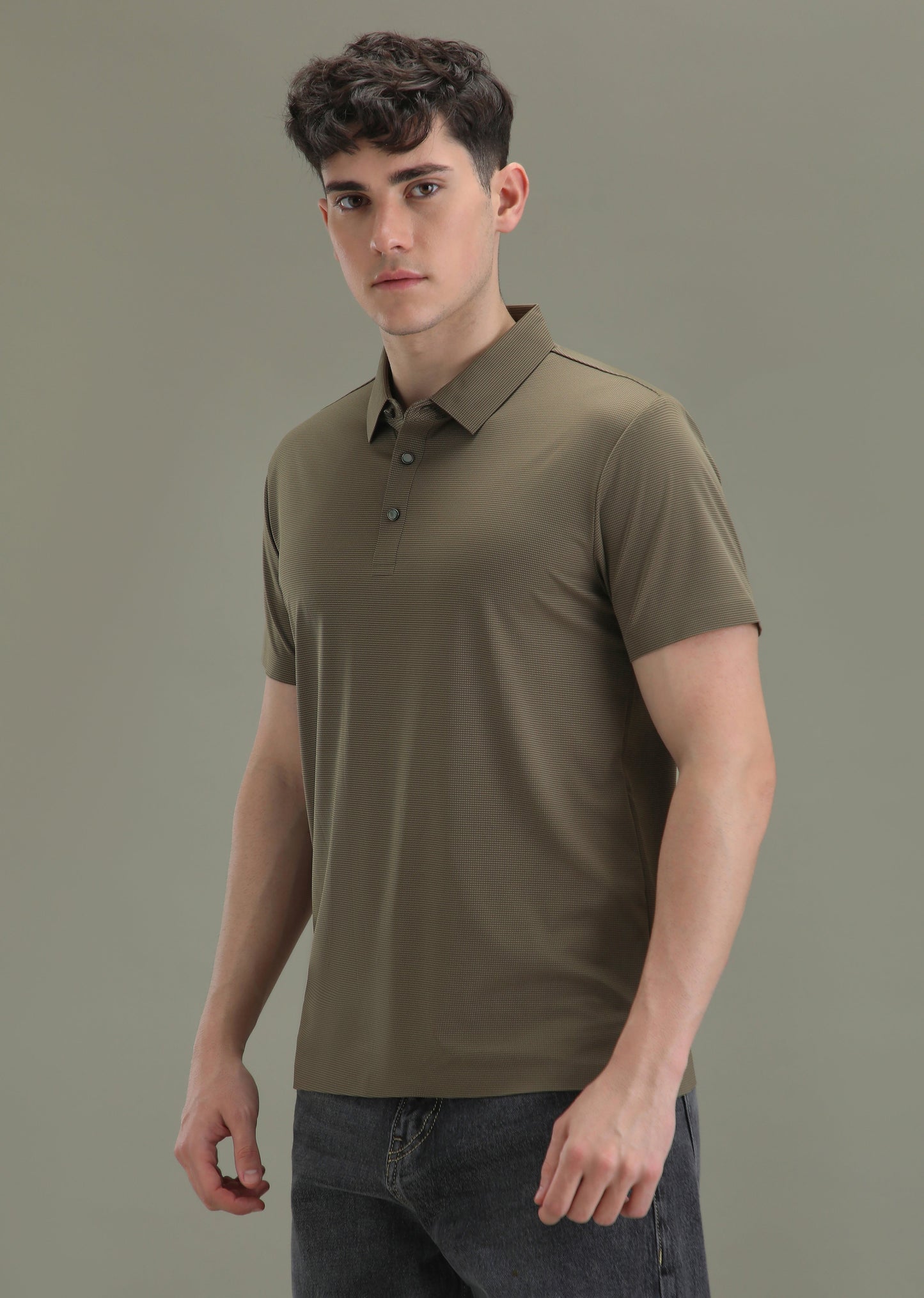 Patterned Brown Plain Stitchless Polo T-shirt
