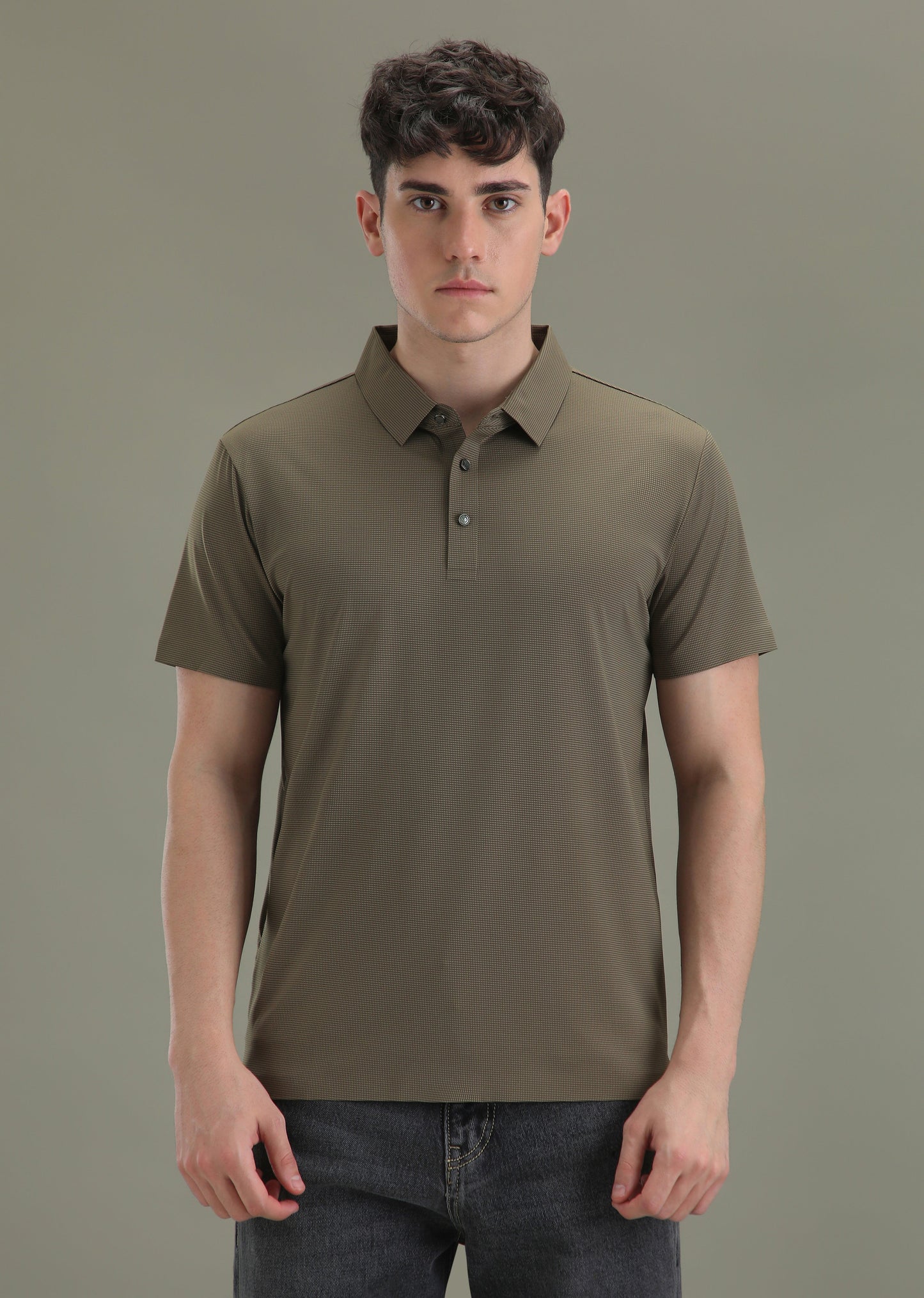 Patterned Brown Plain Stitchless Polo T-shirt