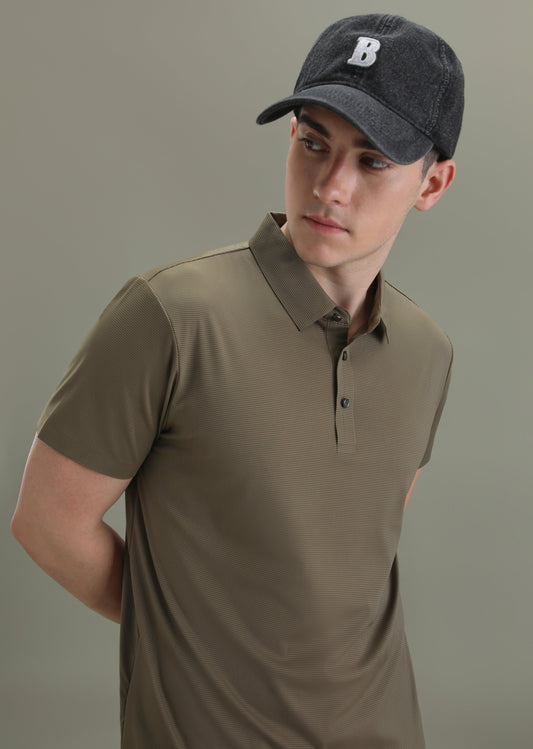 Patterned Brown Plain Stitchless Polo T-shirt