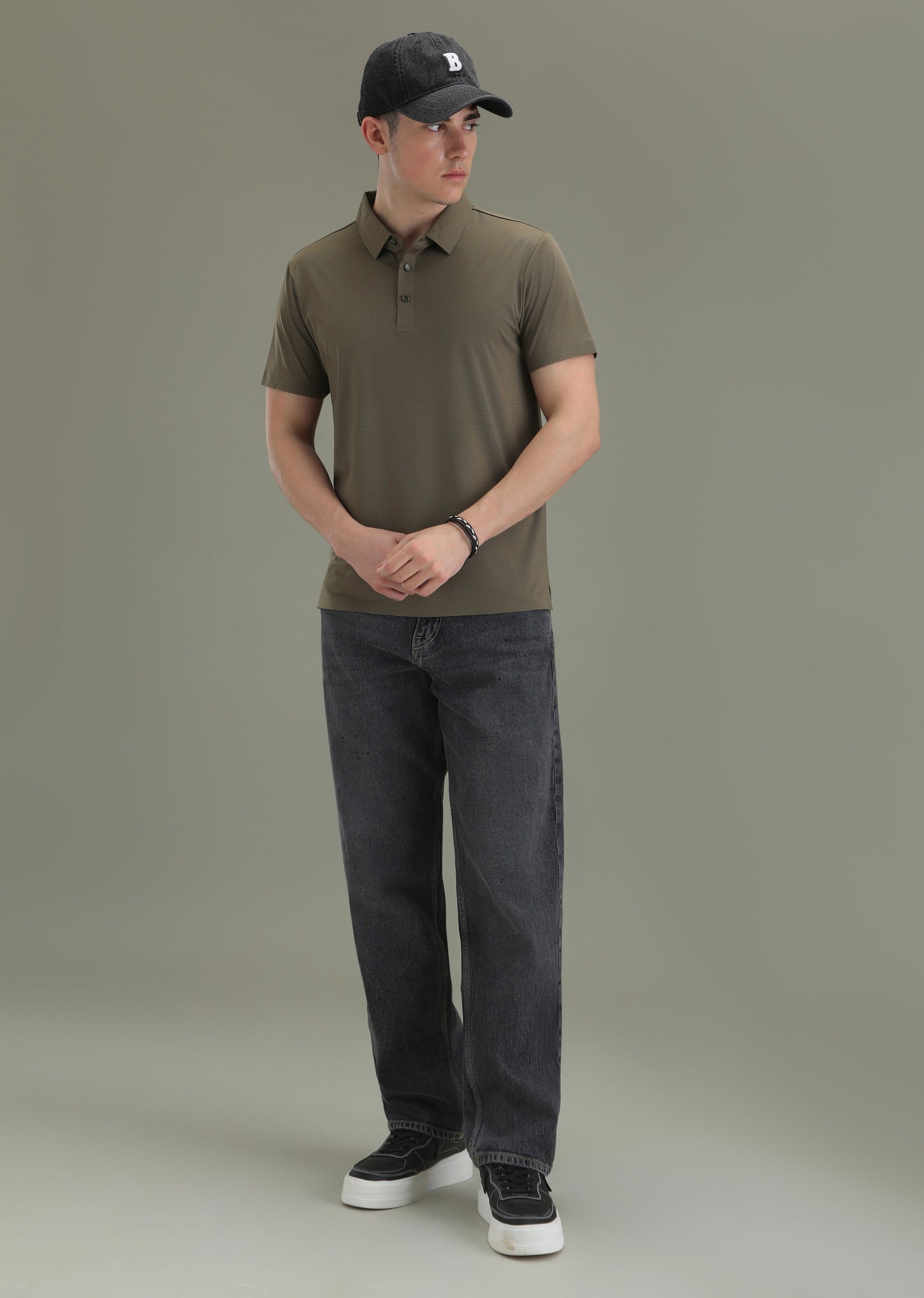 Patterned Brown Plain Stitchless Polo T-shirt