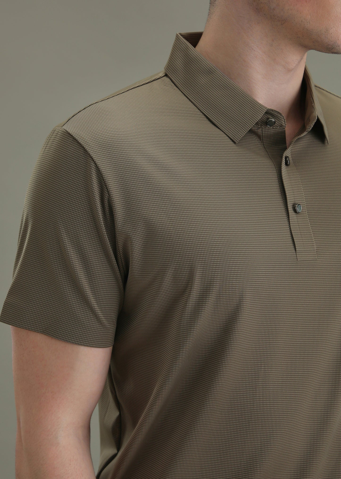 Patterned Brown Plain Stitchless Polo T-shirt