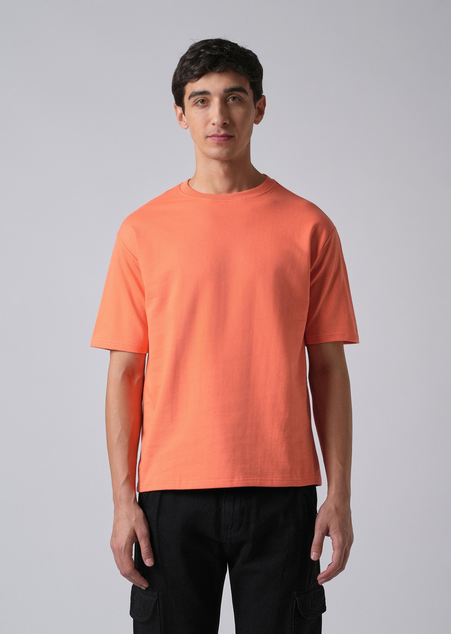 Peach Orange Basic Relaxed Fit T-shirt