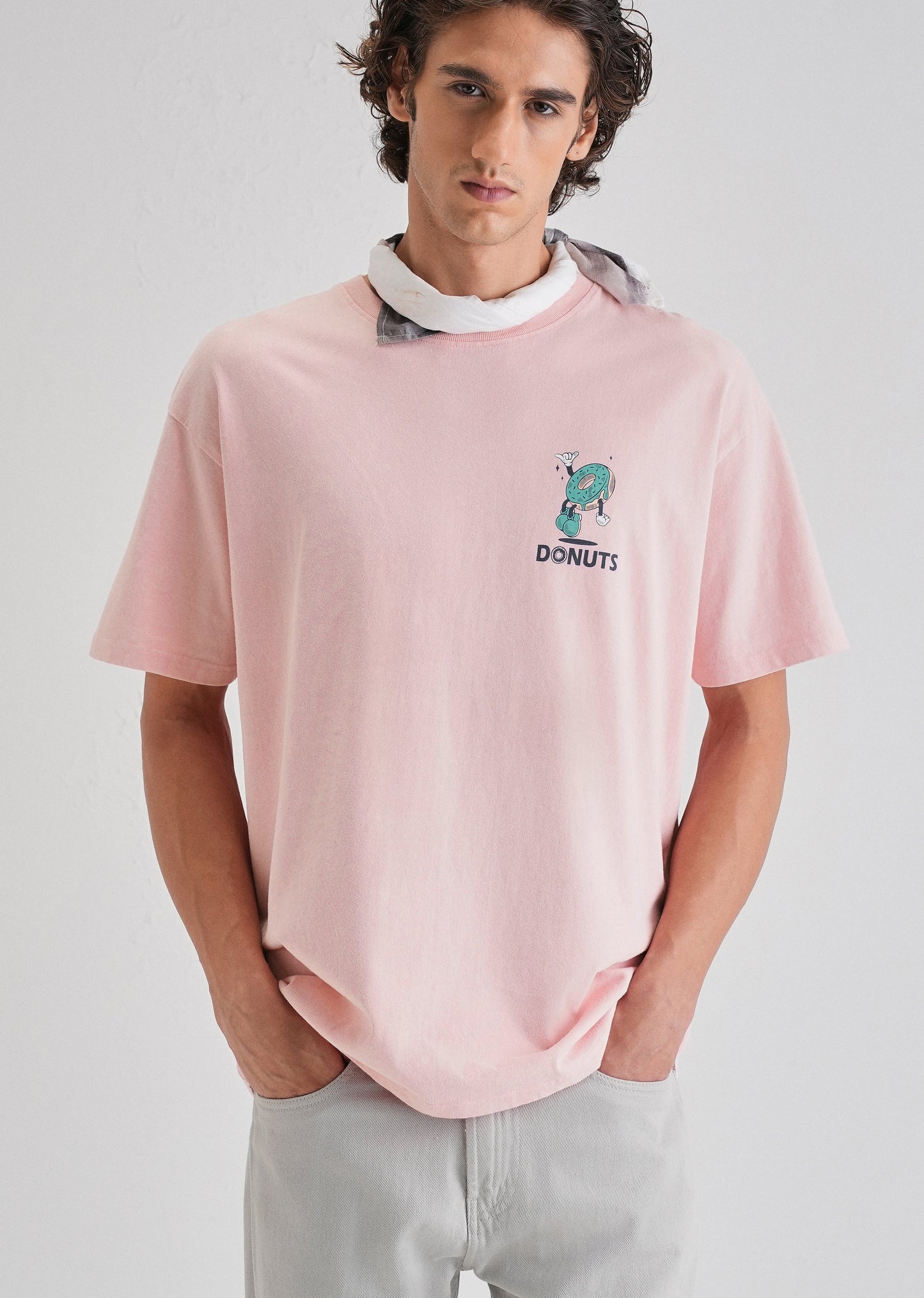 Pink Back Graphic Printed Oversized T-shirt