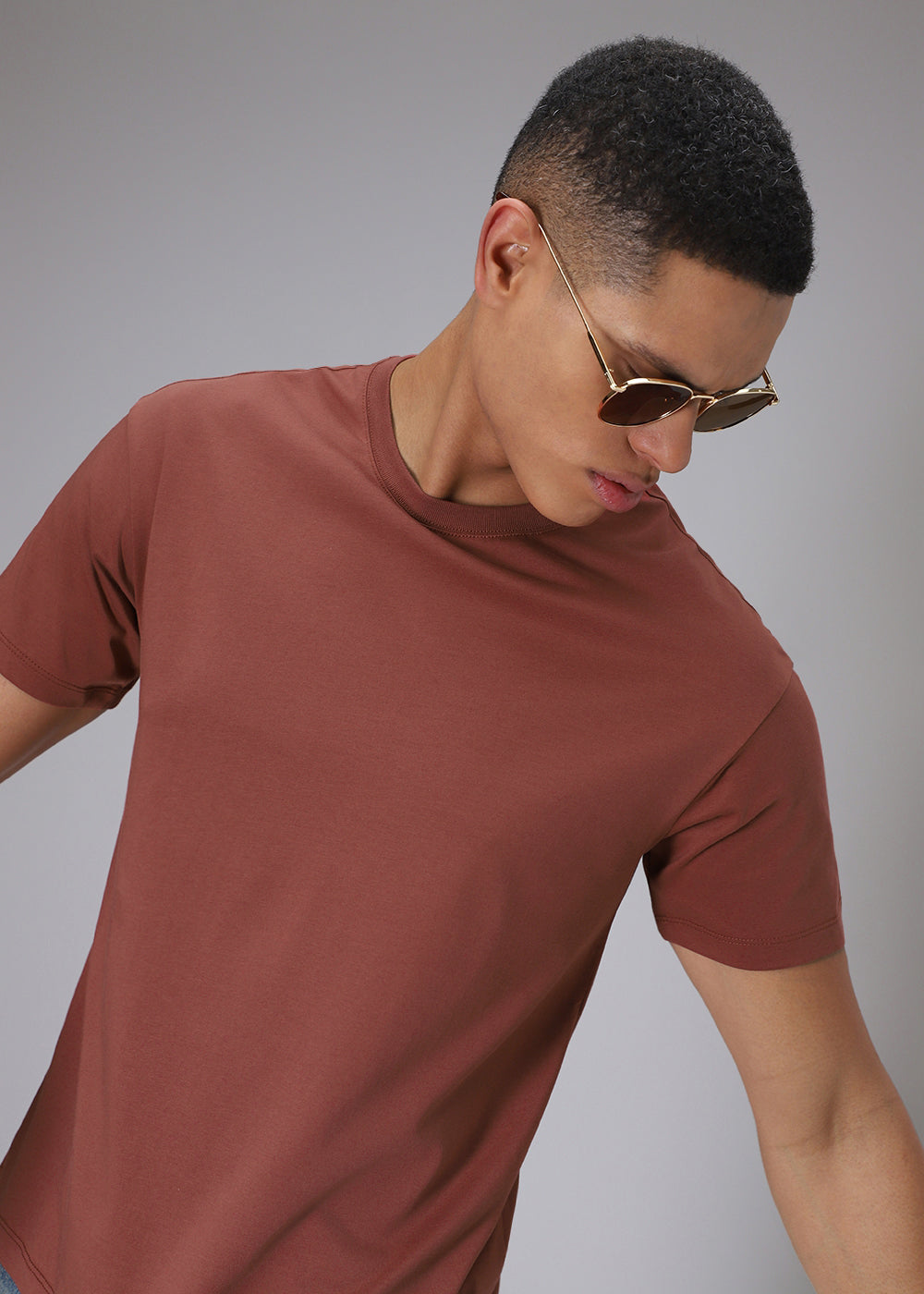 Plum Red Plain Regular T-shirt