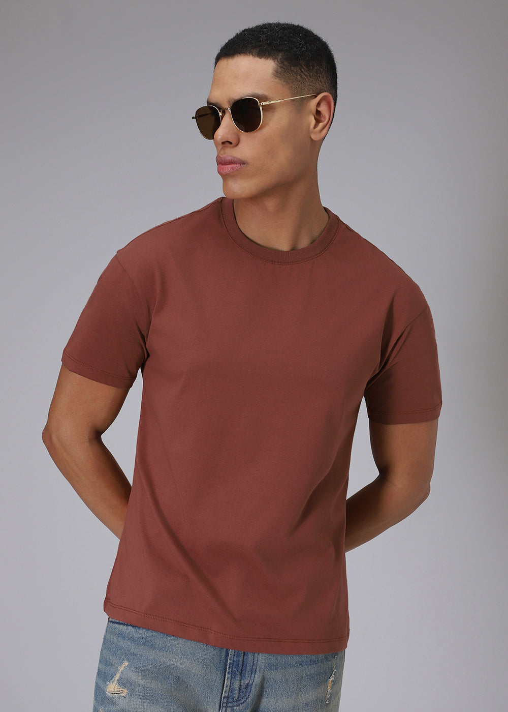 Plum Red Plain Regular T-shirt