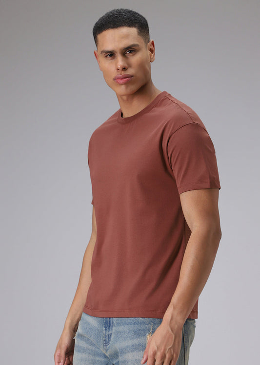 Plum Red Plain Regular T-shirt