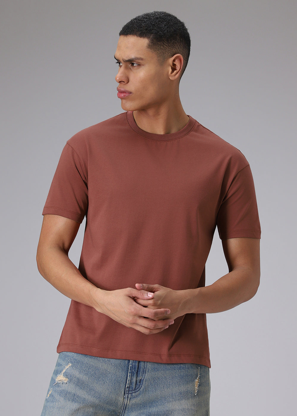 Plum Red Plain Regular T-shirt