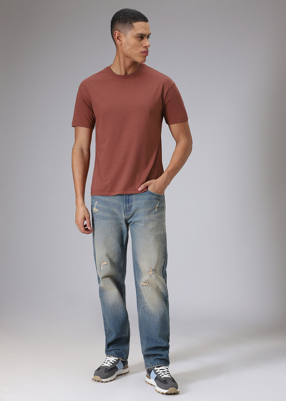 Plum Red Plain Regular T-shirt