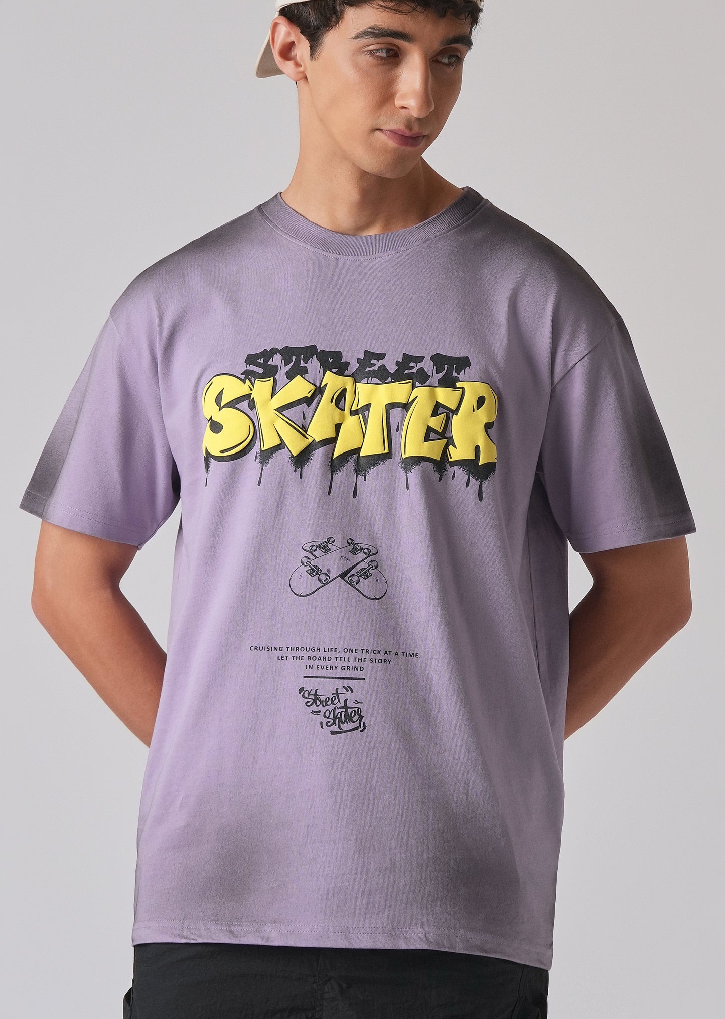 Purple Printed Oversized T-shirt