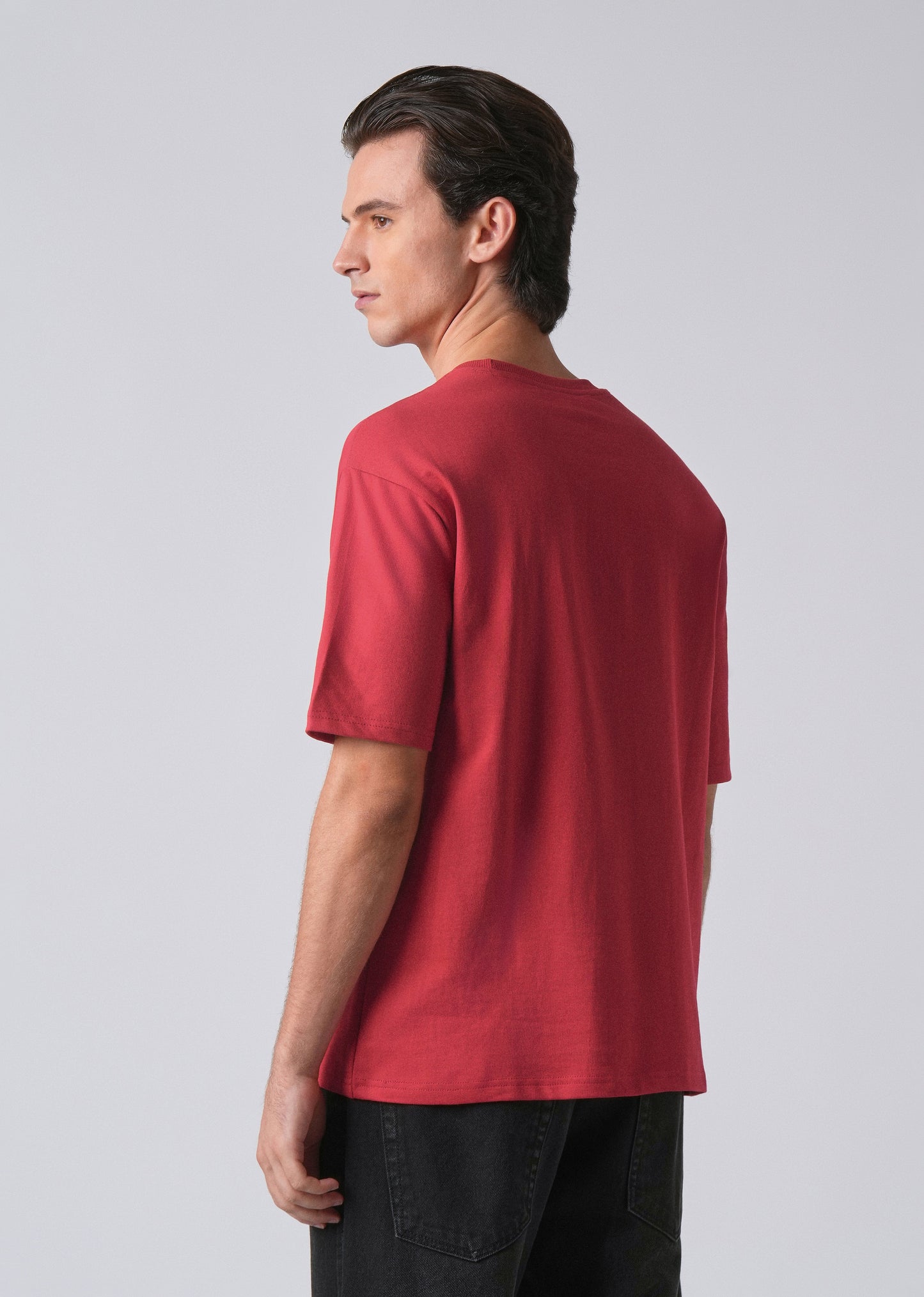 Crimson Red Basic Relaxed Fit T-shirt