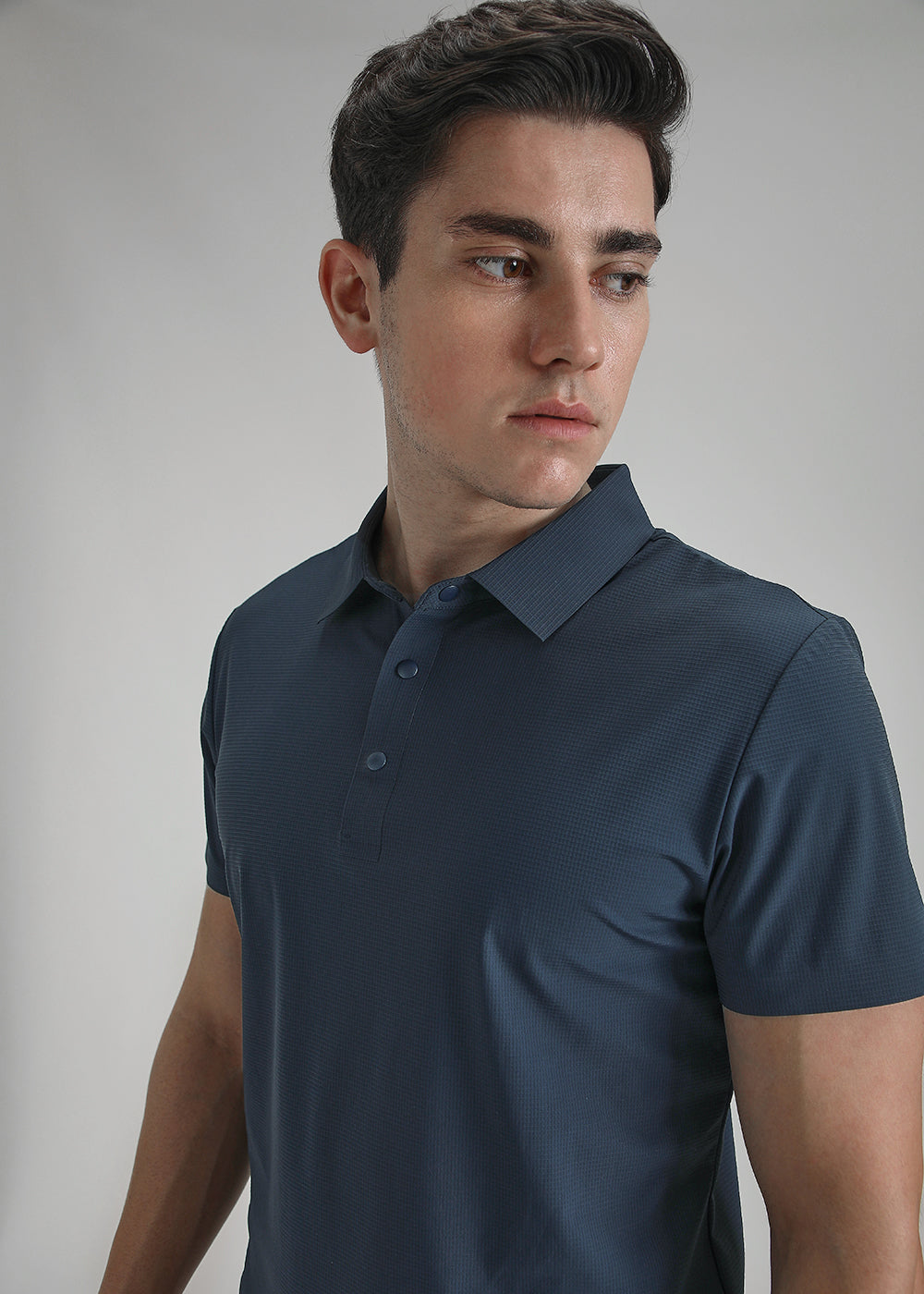 Self Blue Plain Stitchless Polo T-shirt