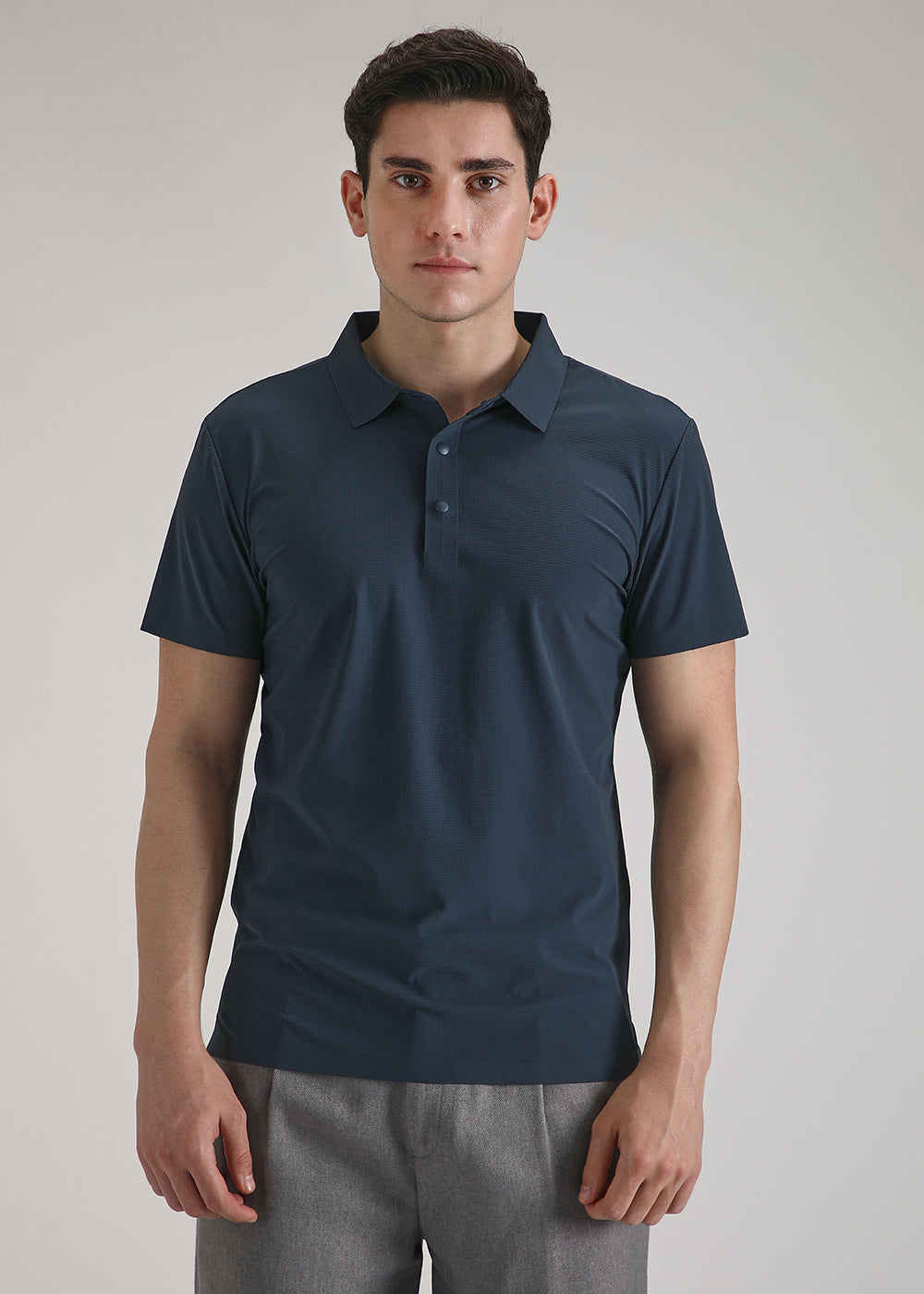 Self Blue Plain Stitchless Polo T-shirt