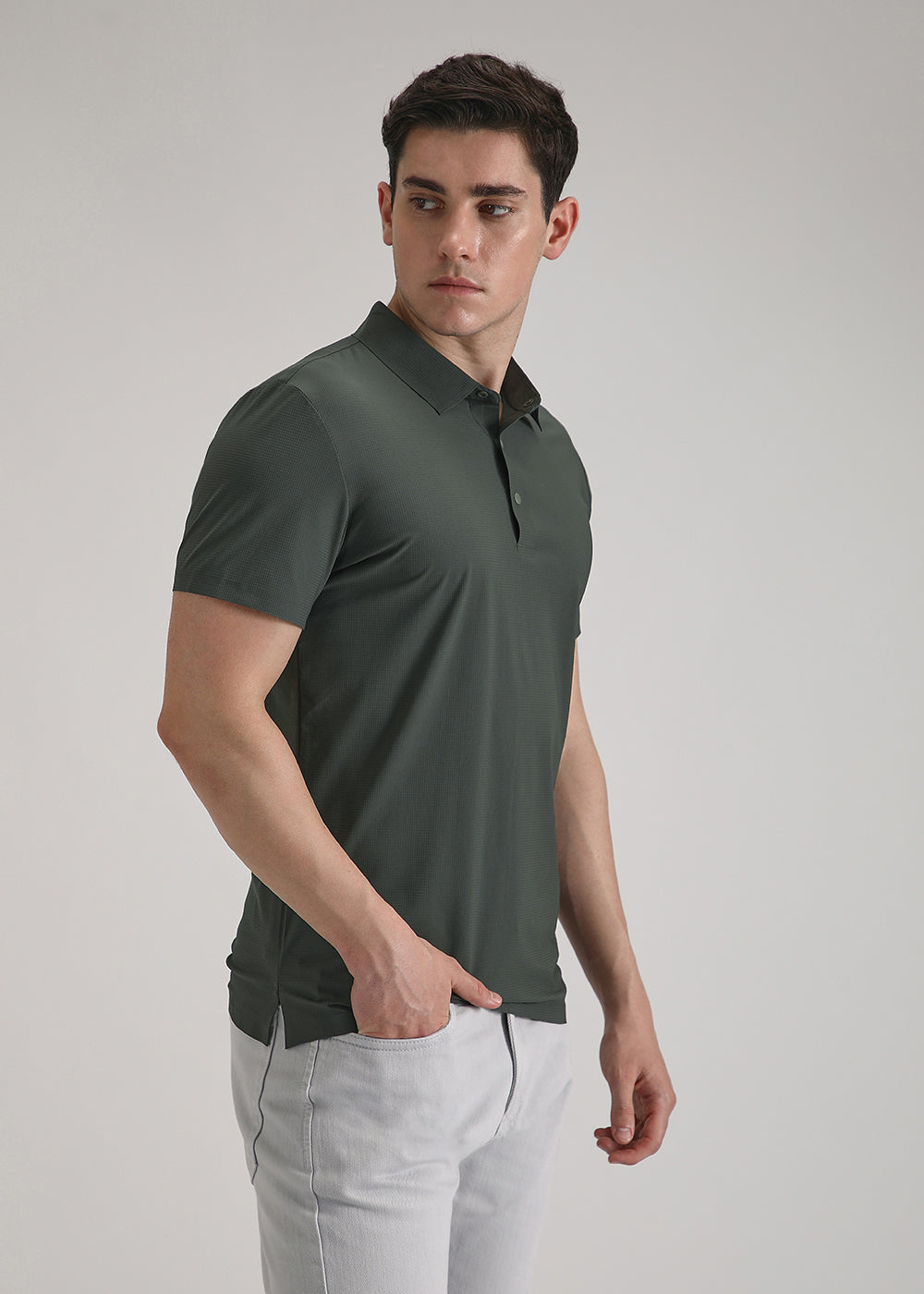 Self Green Plain Stitchless Polo T-shirt