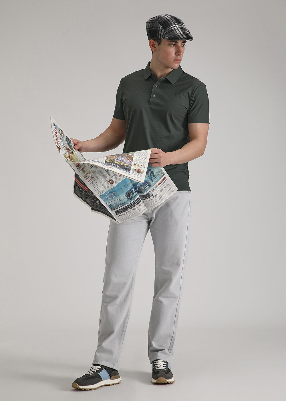 Self Green Plain Stitchless Polo T-shirt