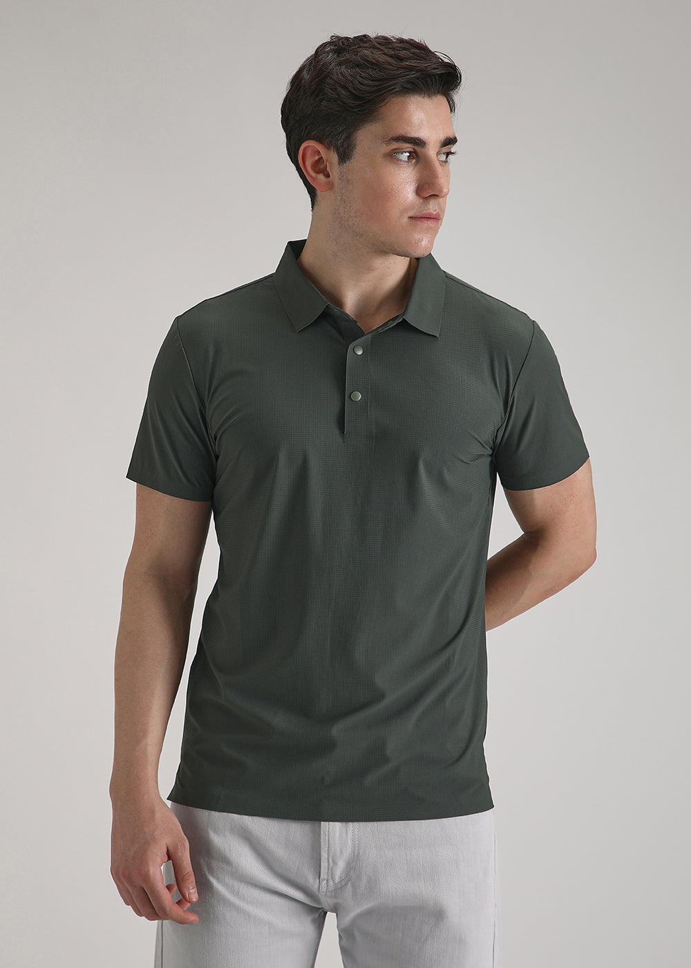 Self Green Plain Stitchless Polo T-shirt