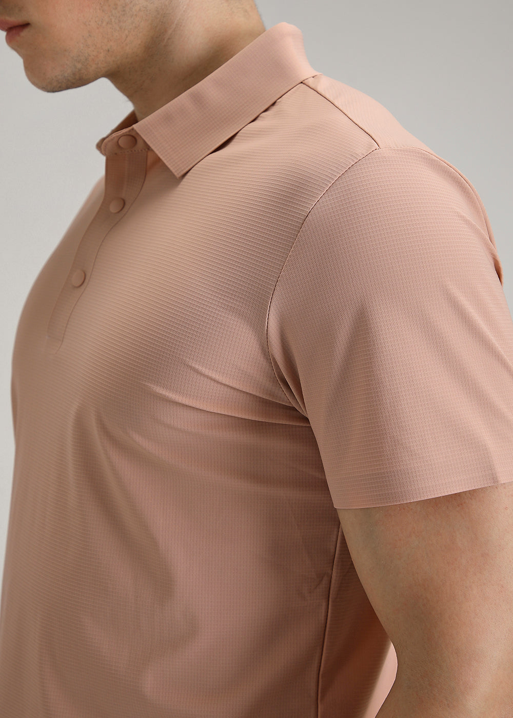 Self Peach Plain Stitchless Polo T-shirt