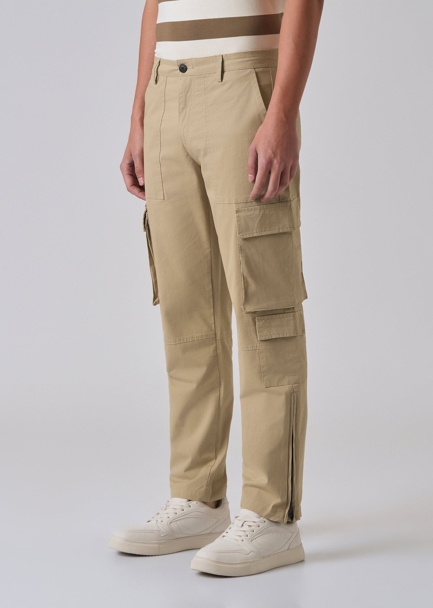 Sepia Brown Zipper Cargo Pant