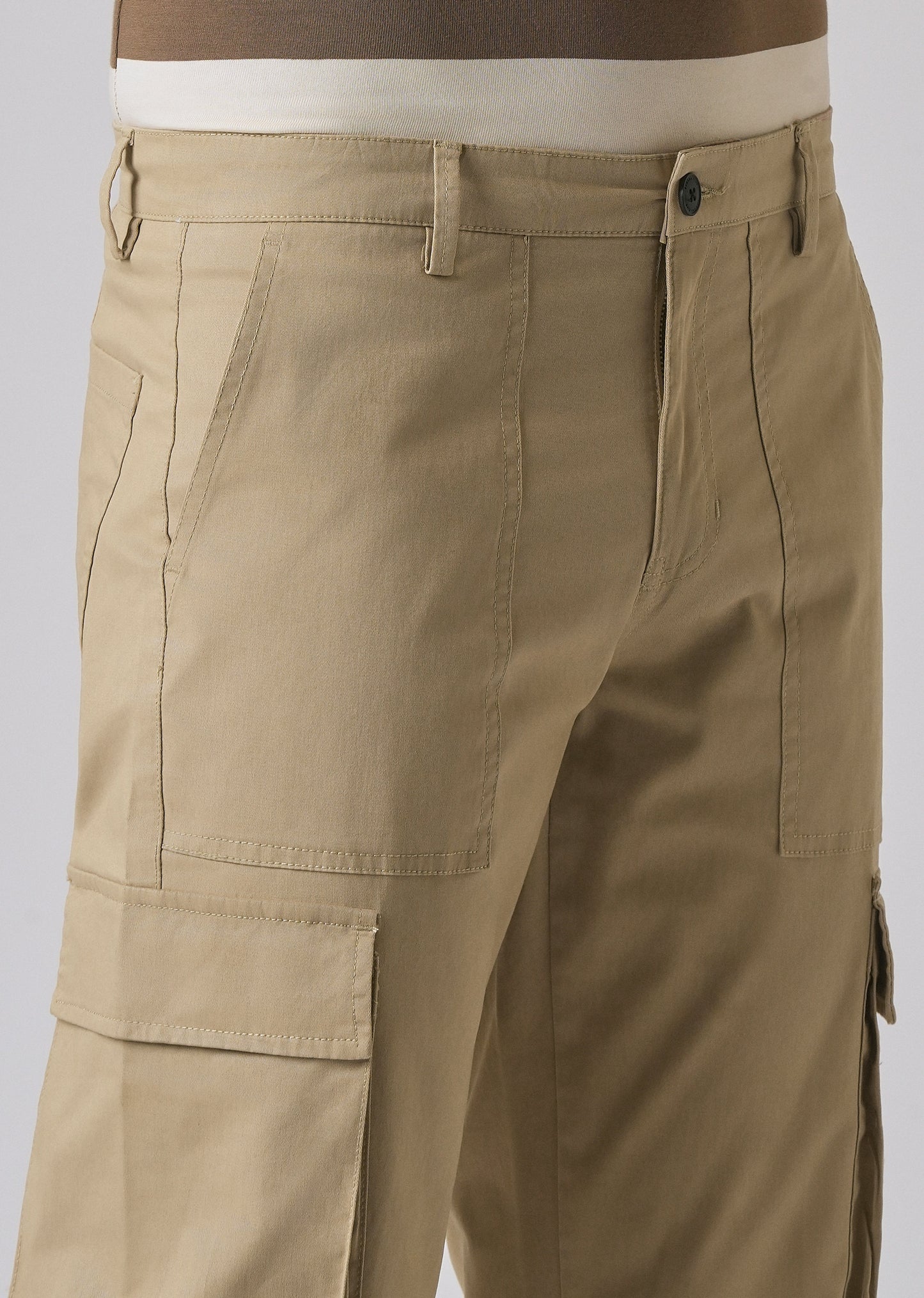 Sepia Brown Zipper Cargo Pant