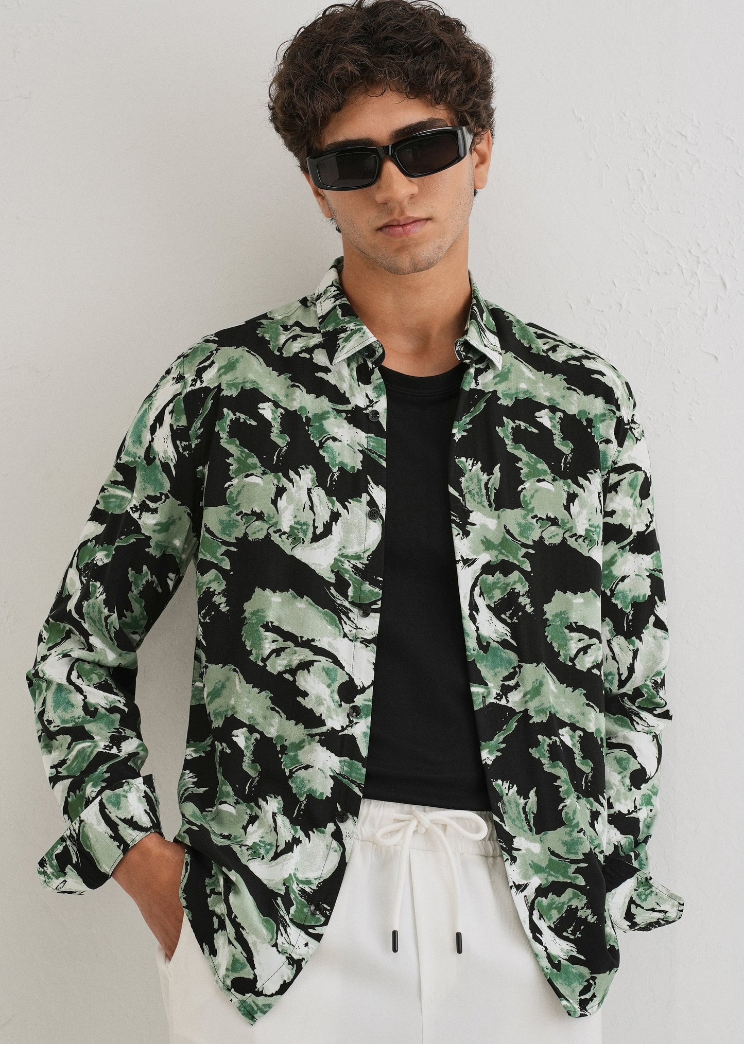 Smoke Green Print Full sleeve shirt