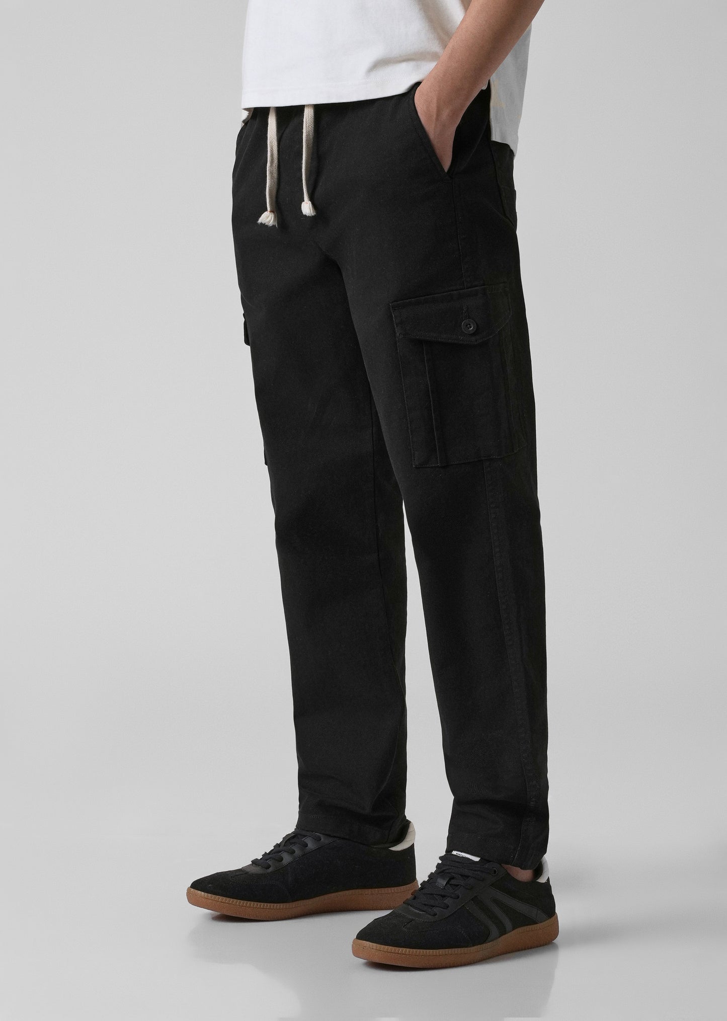 Stone Black Regular Fit Cargo Pant