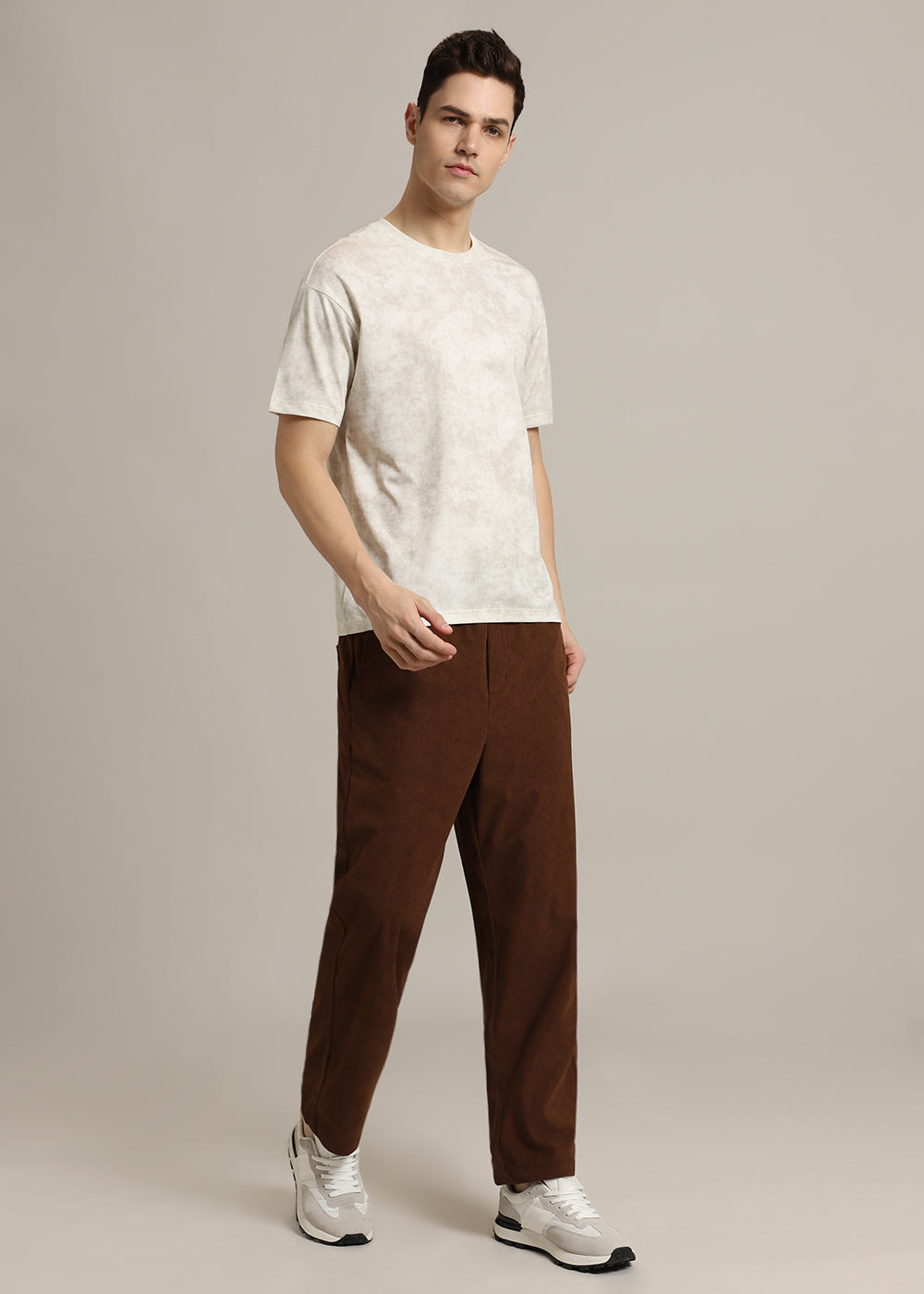 Stone Wash Plain Crew Neck T-Shirt