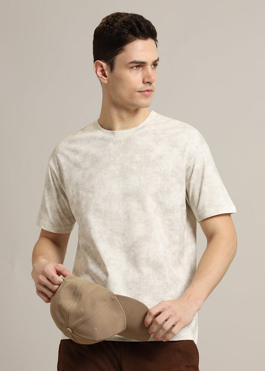 Stone Wash Plain Crew Neck T-Shirt