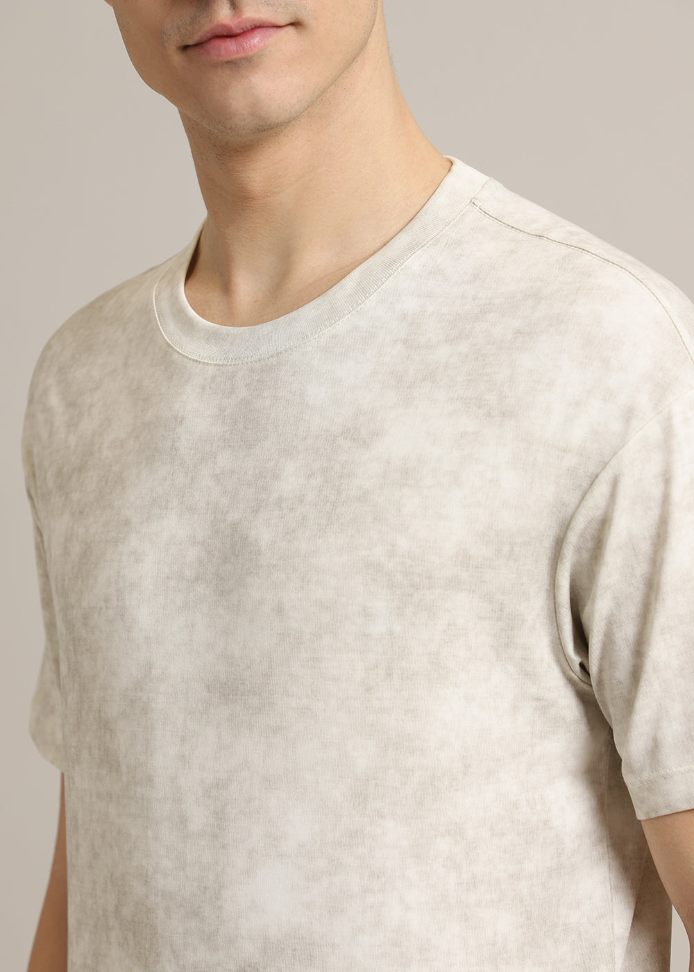 Stone Wash Plain Crew Neck T-Shirt