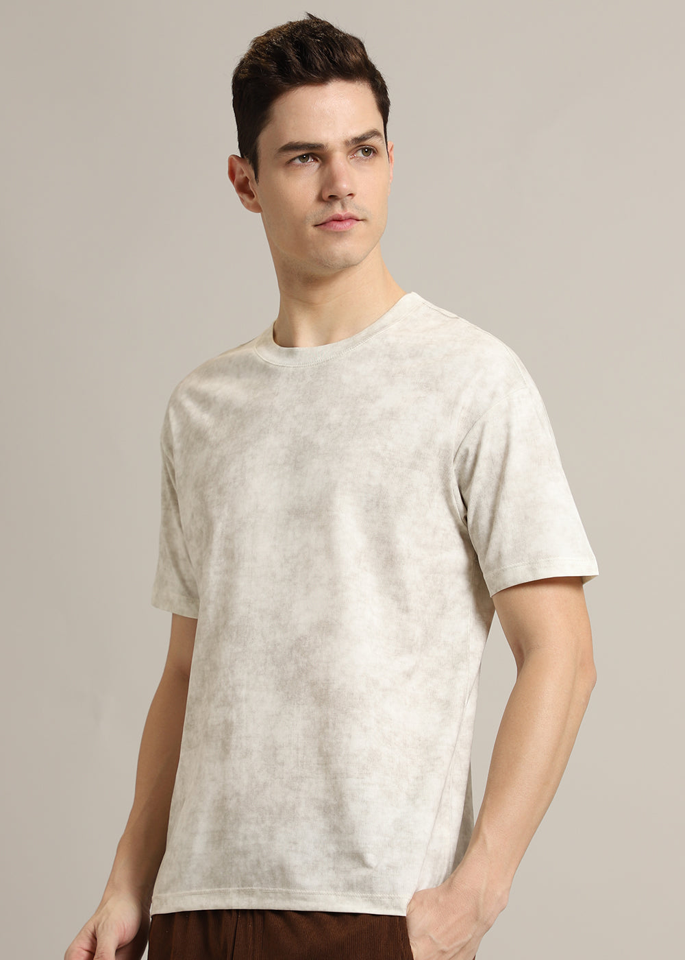 Stone Wash Plain Crew Neck T-Shirt