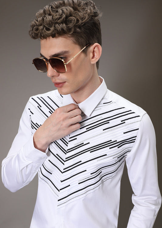 Strike Needle Work White Shirt
