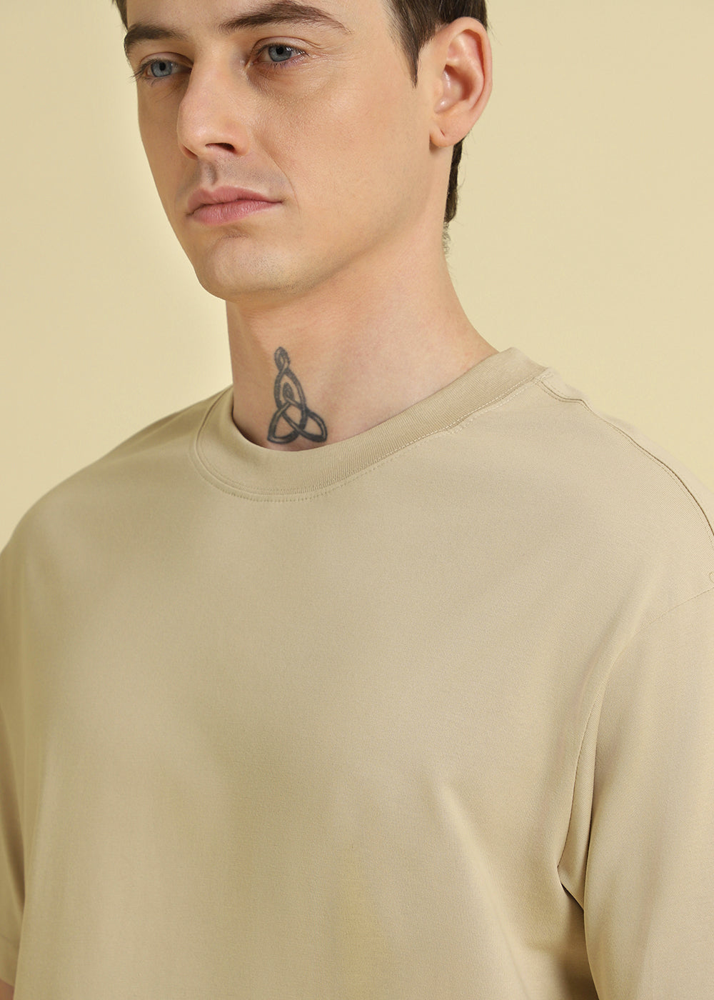 Tan Beige Plain Oversized T-shirt
