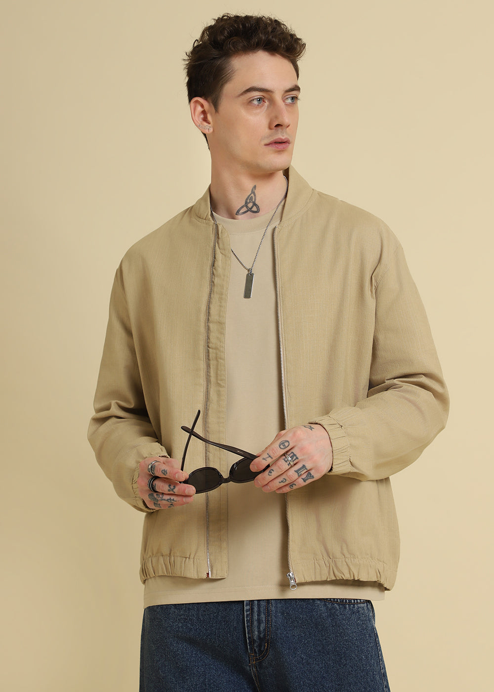 Tan Beige Plain Oversized T-shirt