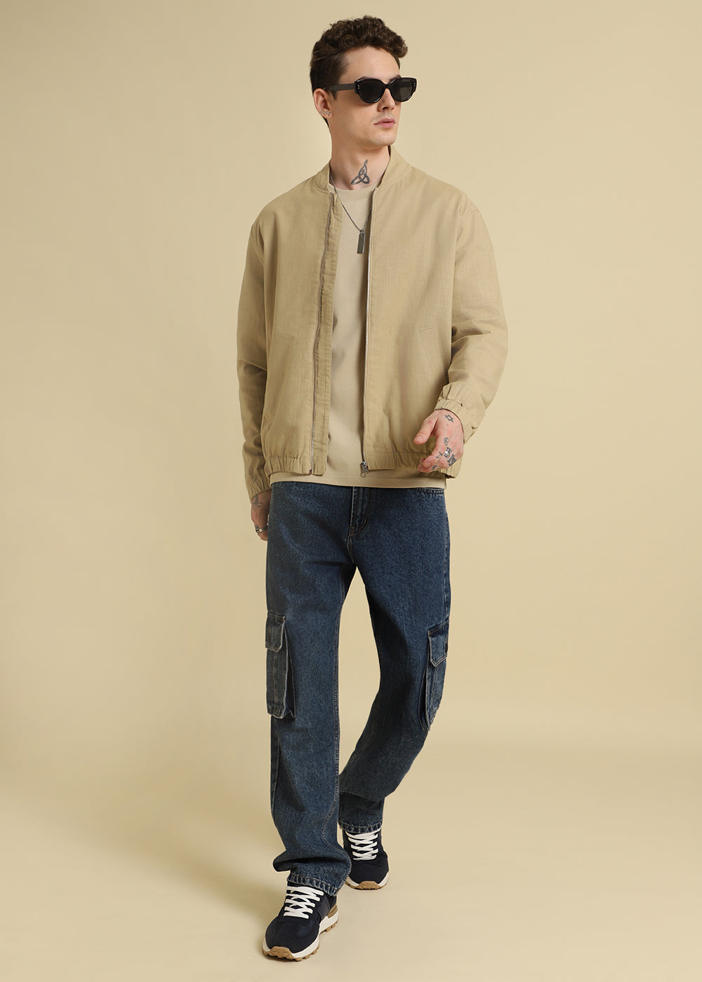 Tan Beige Plain Oversized T-shirt