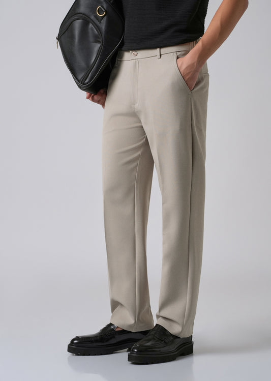 Tan Beige Relaxed Fit Trousers