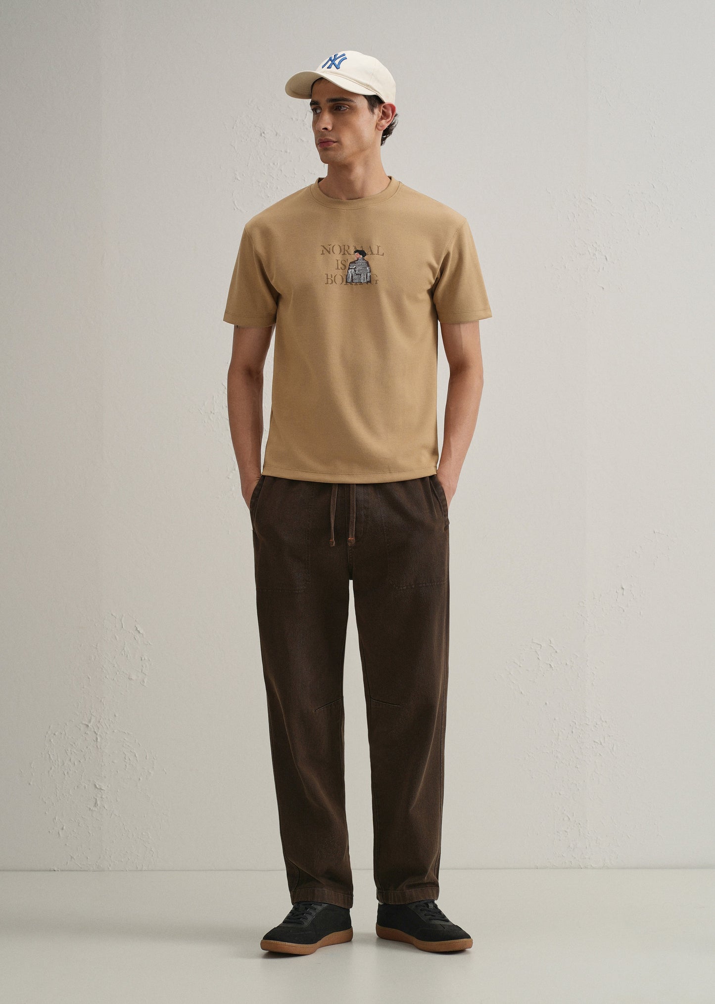 Tan Graphic Back Printed T-shirt