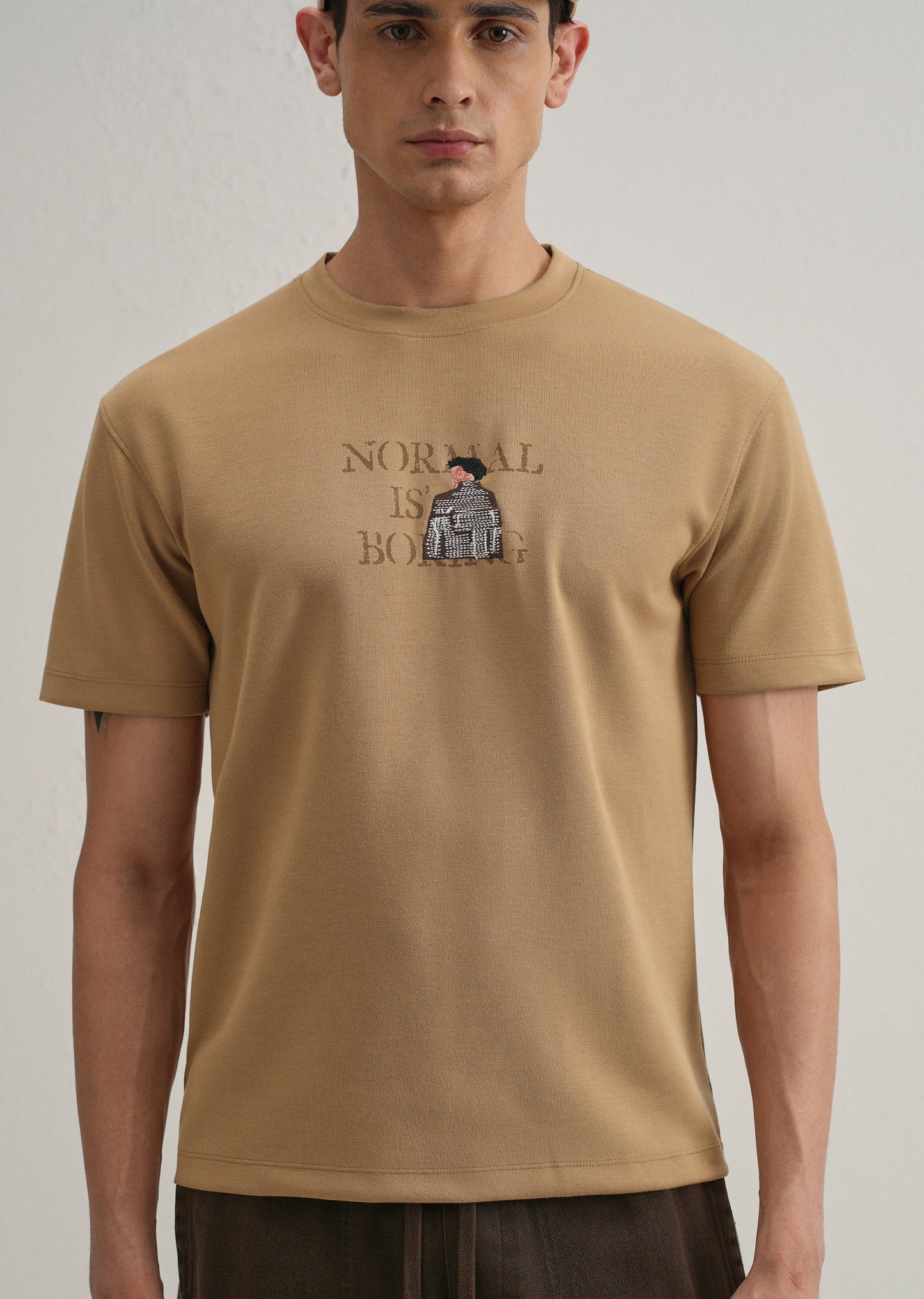 Tan Graphic Back Printed T-shirt