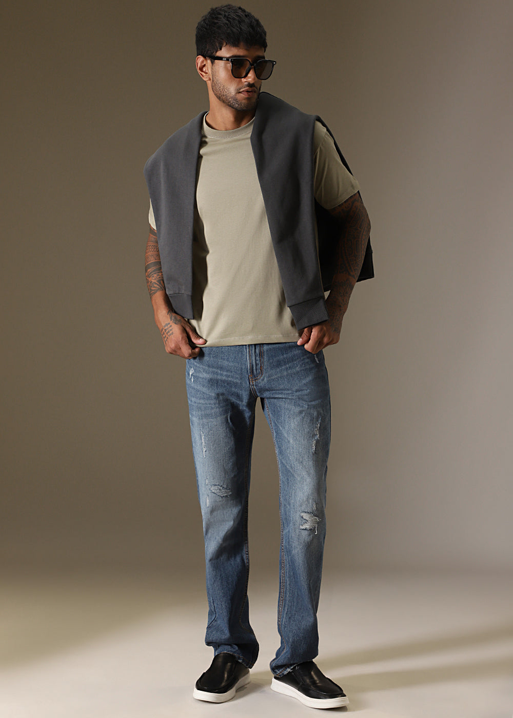 Tan Plain Regular Fit T-shirt