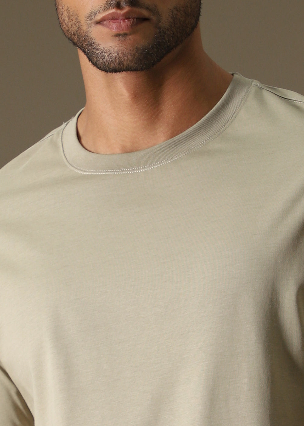 Tan Plain Regular Fit T-shirt