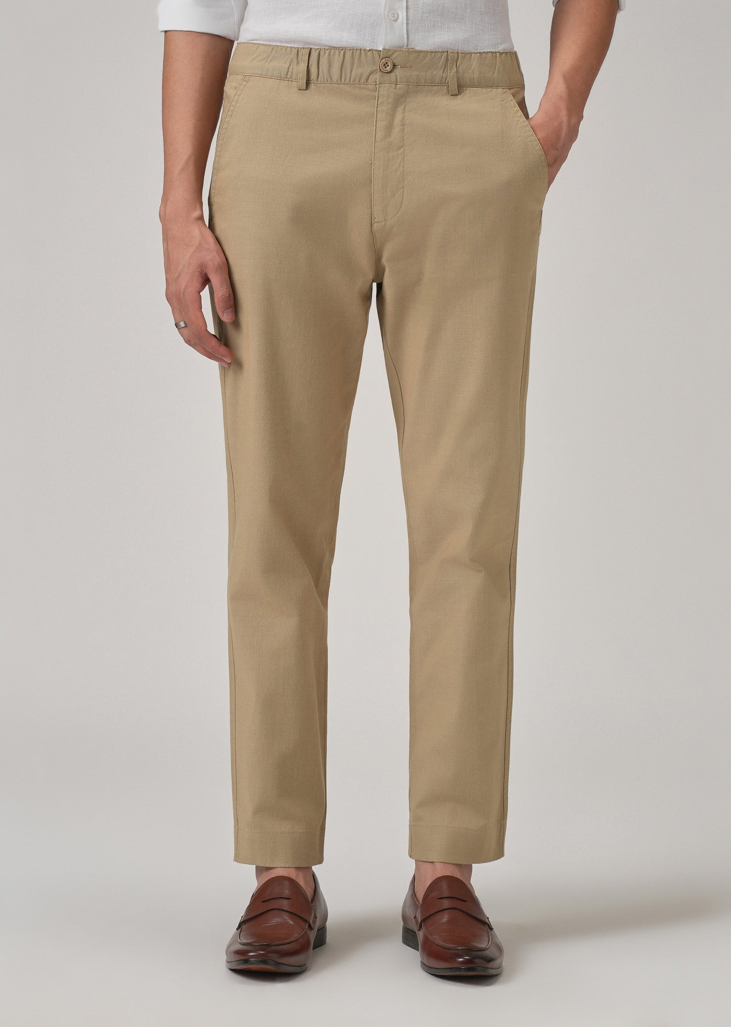 Taupe Beige Cotton Trouser