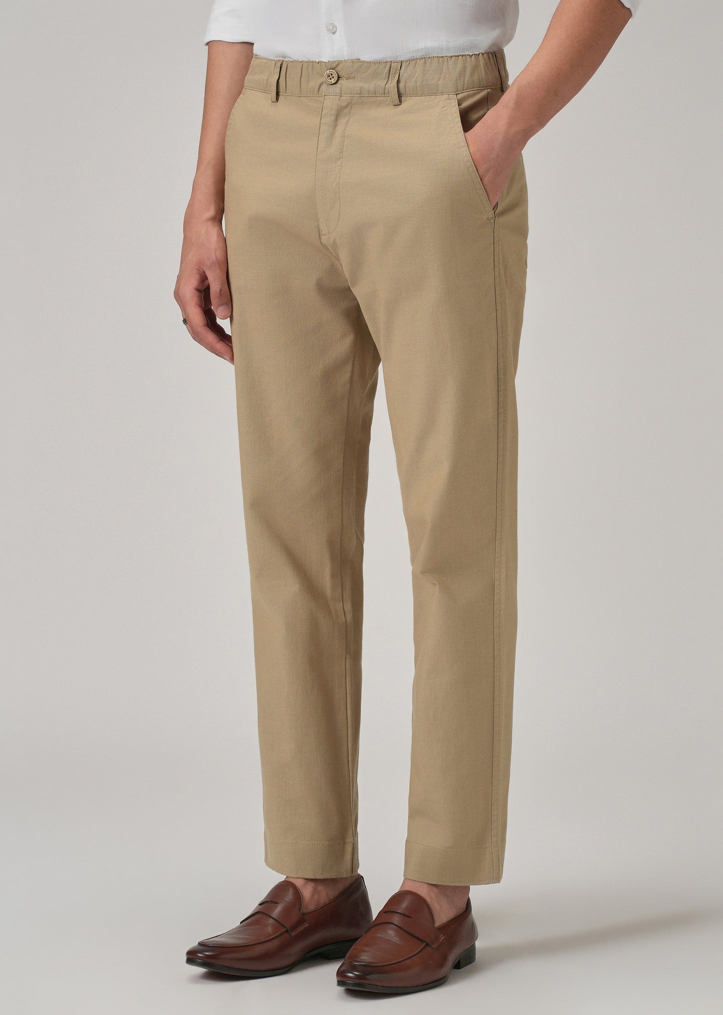 Taupe Beige Cotton Trouser