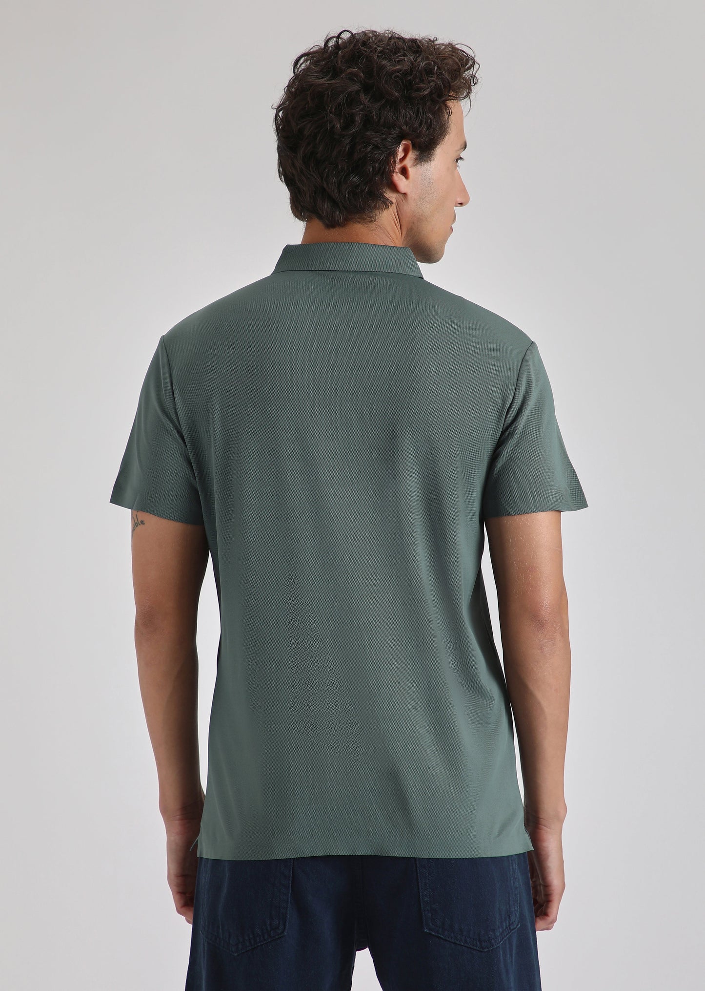 Teal Plain Zipper Stitchless Polo T-shirt