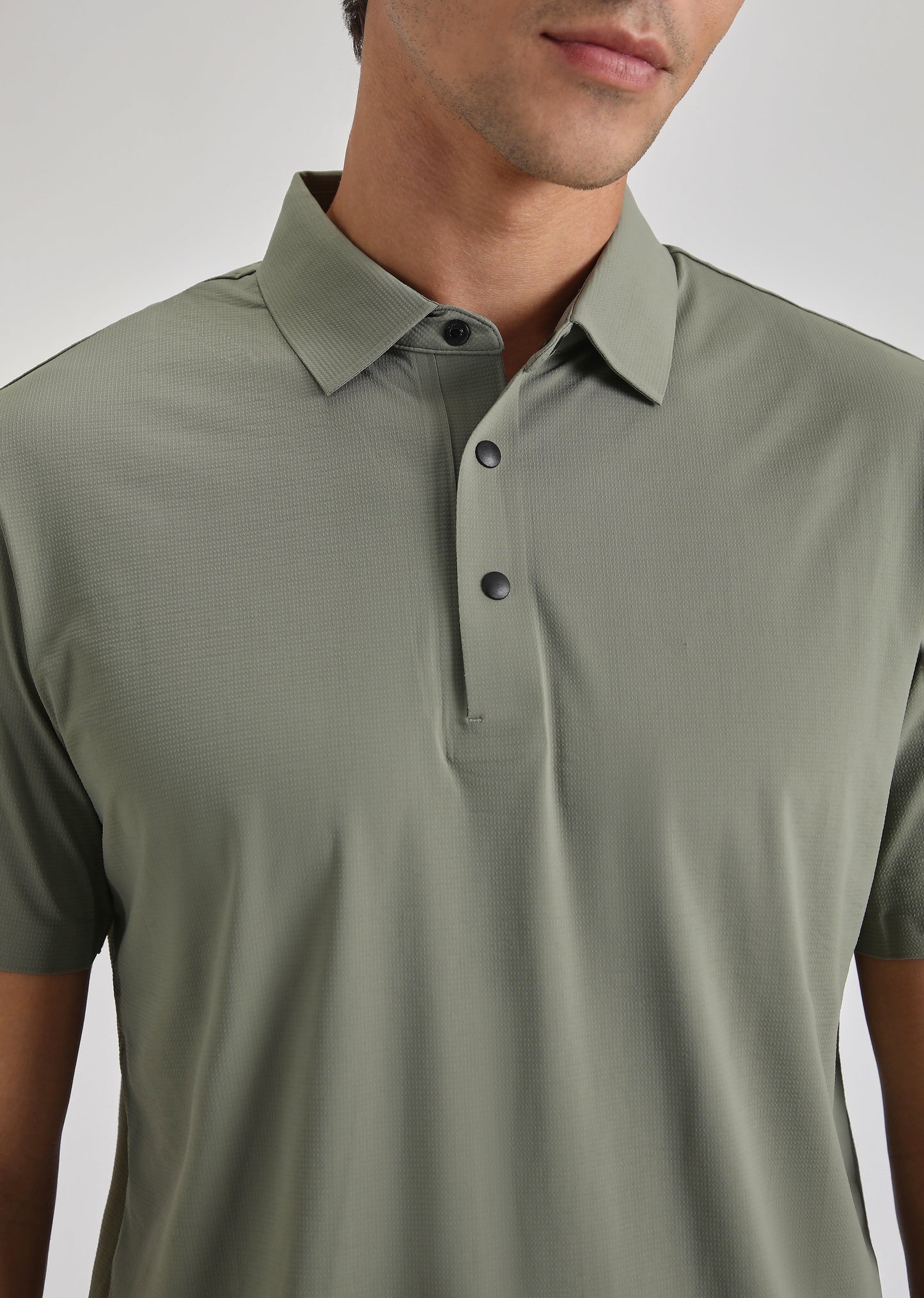 Textured Olive Plain Stitchless Polo T-shirt