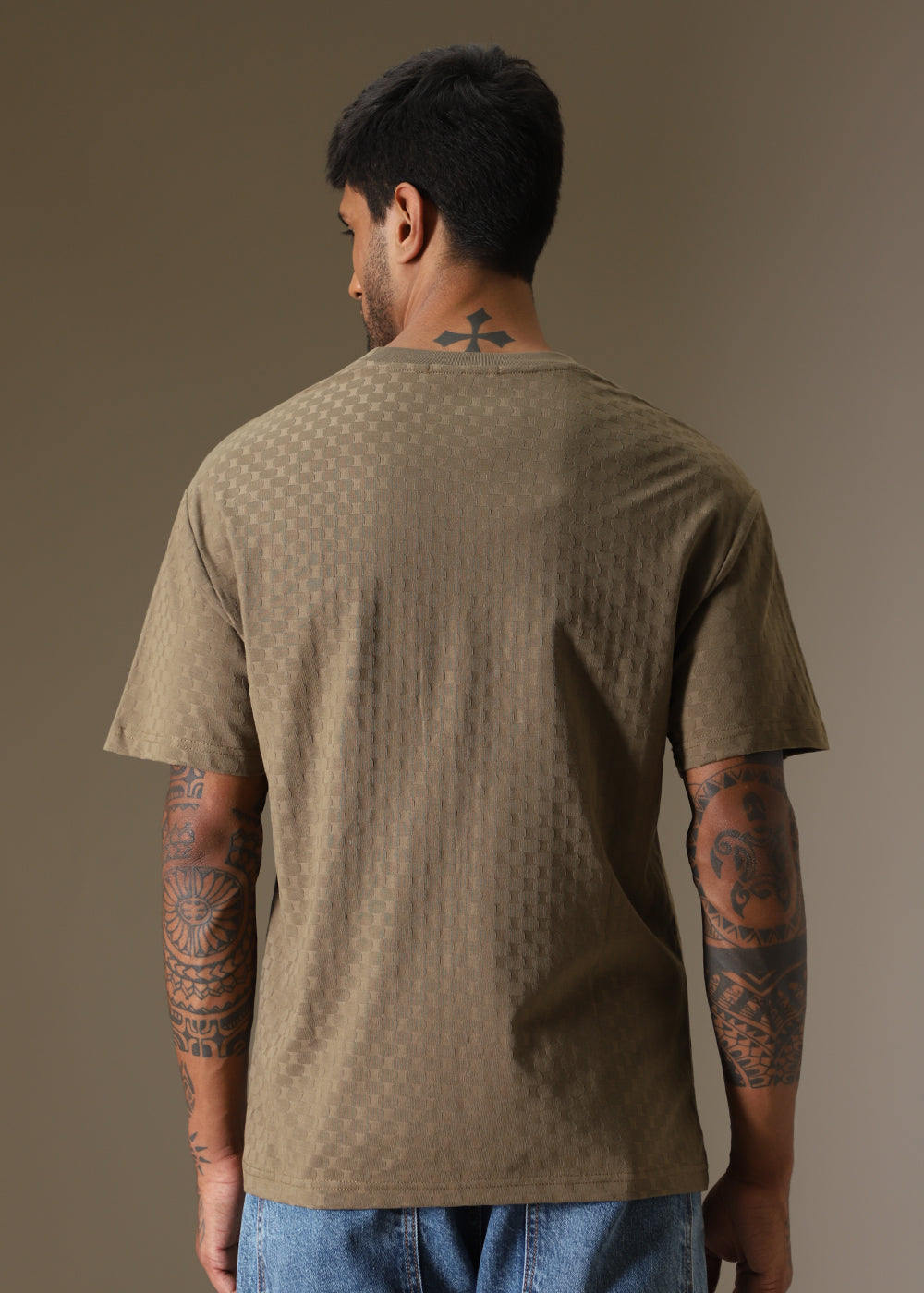 Olive Plain Texture Oversized T-shirt