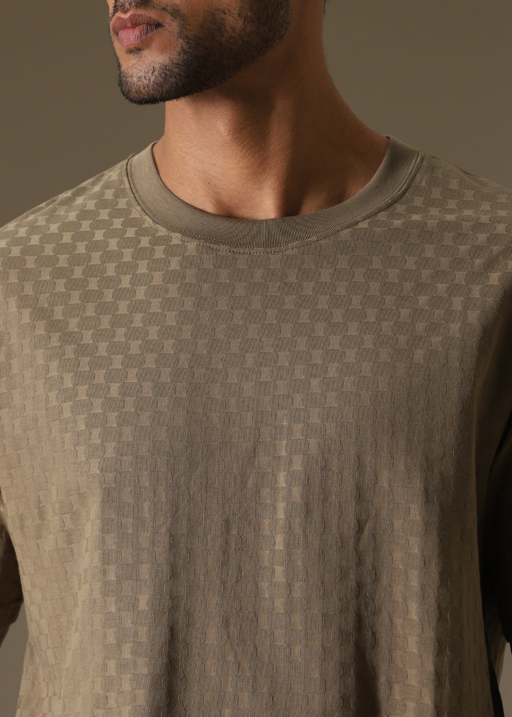 Olive Plain Texture Oversized T-shirt