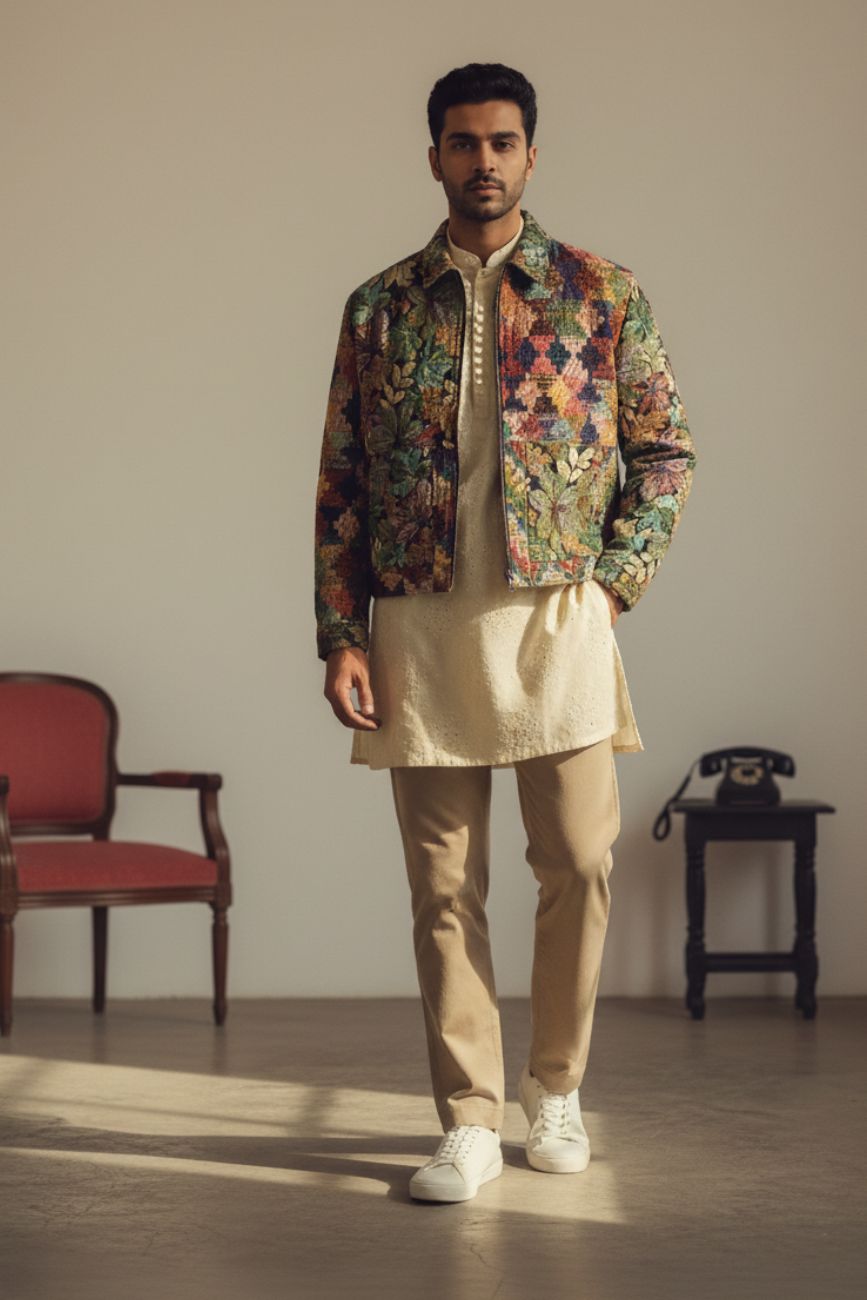 Flowers are dope // Jacquard Bomber Jacket