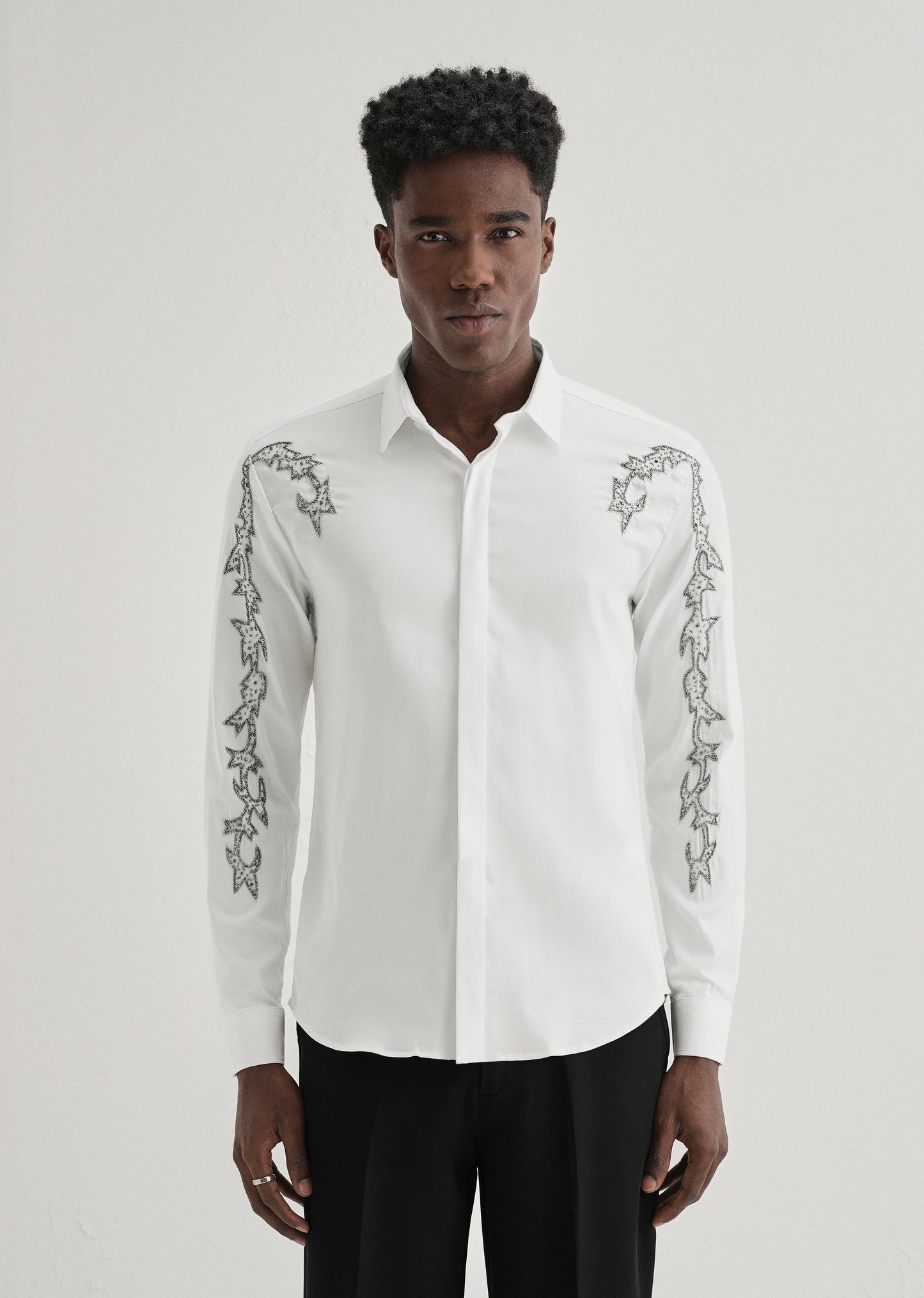 White Embellished Designer Shirt